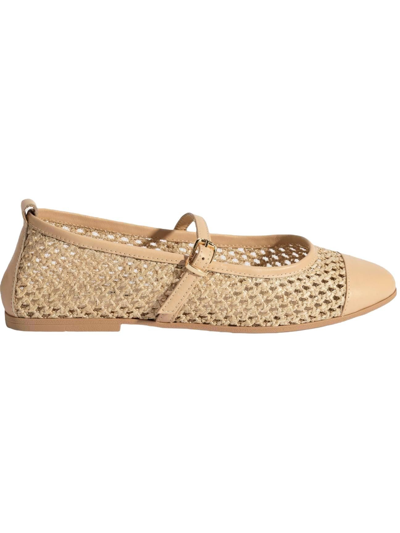 Desa Desa Damen-Ballerinas – Obermaterial aus Textil und Lederfutter, Schna Ballettschuh