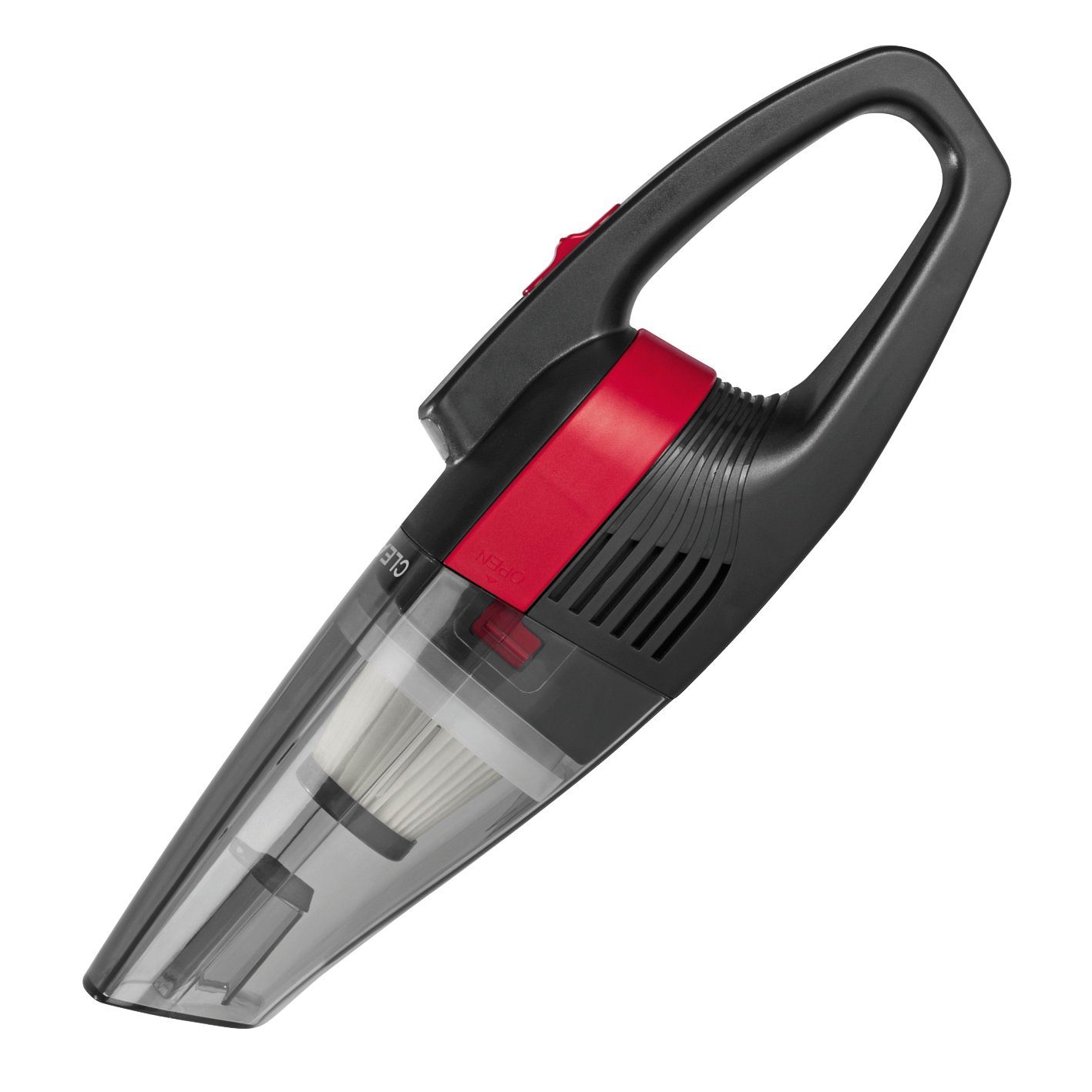 CLEANmaxx Akku-Handstaubsauger Akku Handstaubsauger, 2000 mAh, USB  aufladbar grau/rot, Schmutzauffangbehälter, 7,4 V, tragbar, leicht, ideal  für das Auto geeignet