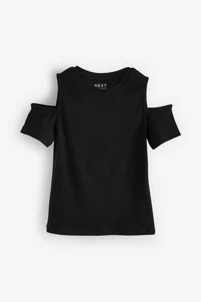 Next T-Shirt Geripptes, schulterfreies T-Shirt (1-tlg)