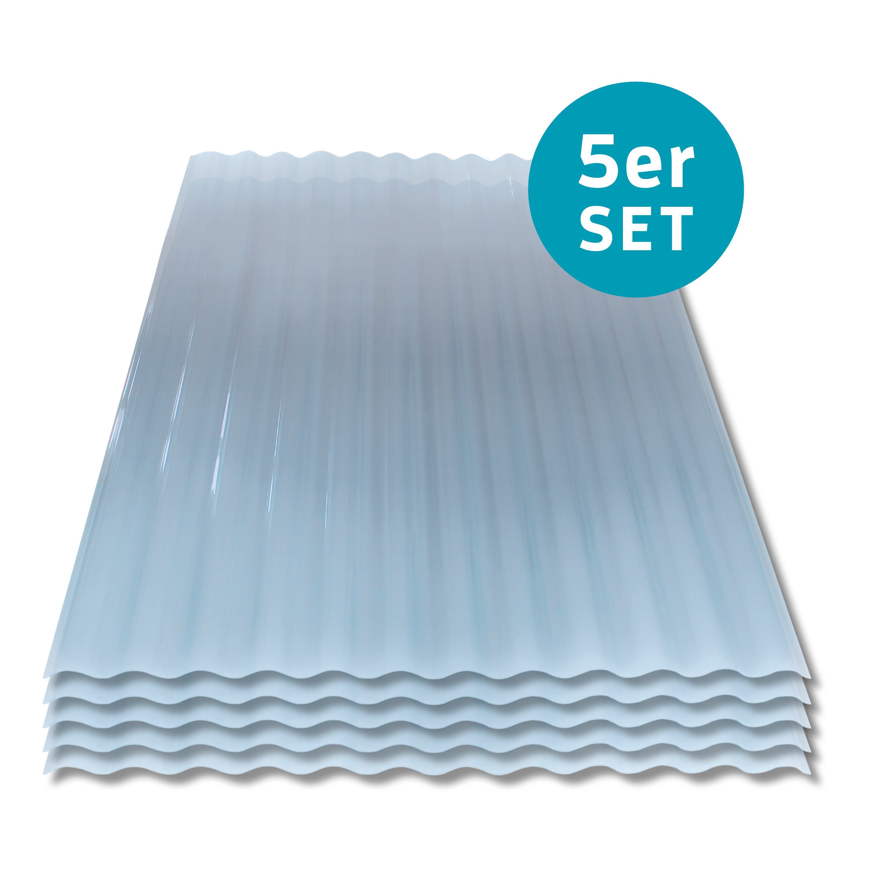 LP projekt Wellplatte Dach Kunststoff – Wetterfest & Langlebig für Überdachung, 1,2 mm, 5,27 m², (5-St., Einzelplatte oder 1er-/5er-/10er-Set), 90x117 cm Welldachplatten Transparent – Ideal für Carport & Garten