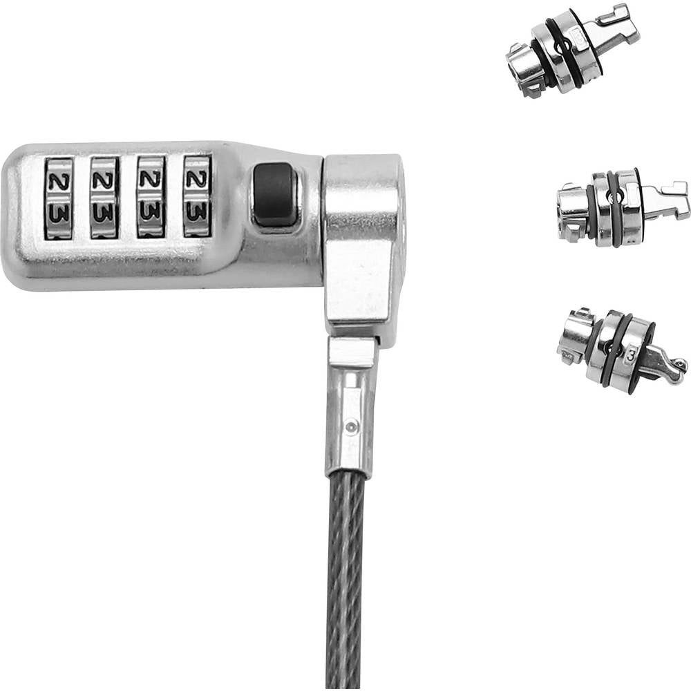 DICOTA Laptopschloss Laptopschloss mit 3-fach austauschbaren Kopfmechanismus inkl D31713, für alle Netbooks/Notebooks/Monitore/TVs oder Beamer