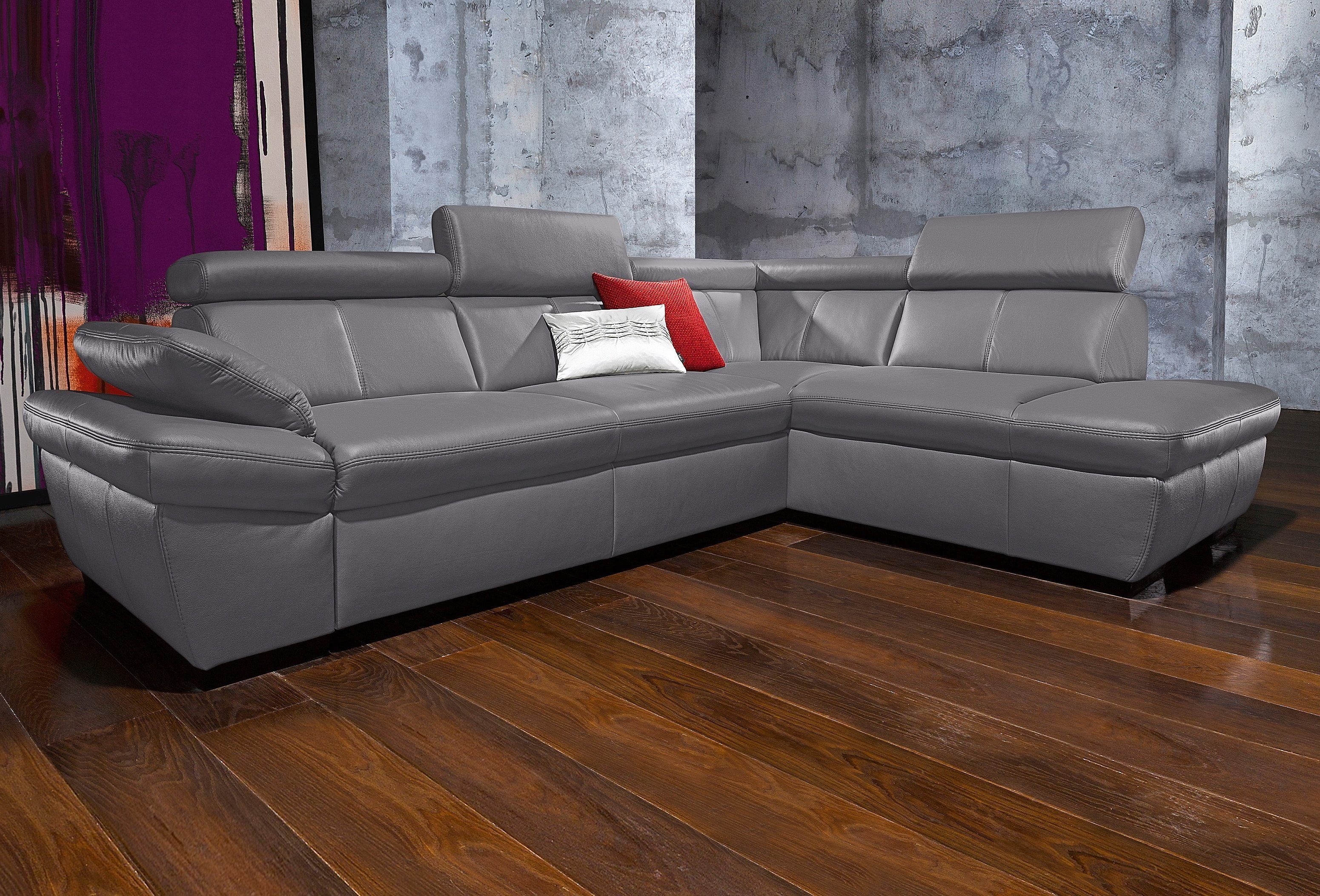 exxpo - sofa fashion Ecksofa Salerno, Funktionssofa, hoher Sitzkomfort, Breite 268cm, L-Form, inkl. Kopf- und Armteilverstellung, wahlweise mit Bettfunktion