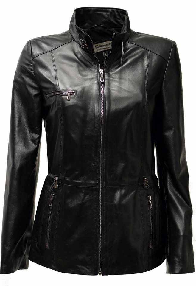 Zimmert Leather Lederjacke Ressi Lammnappa Fine, Schwarz alligator Waschung