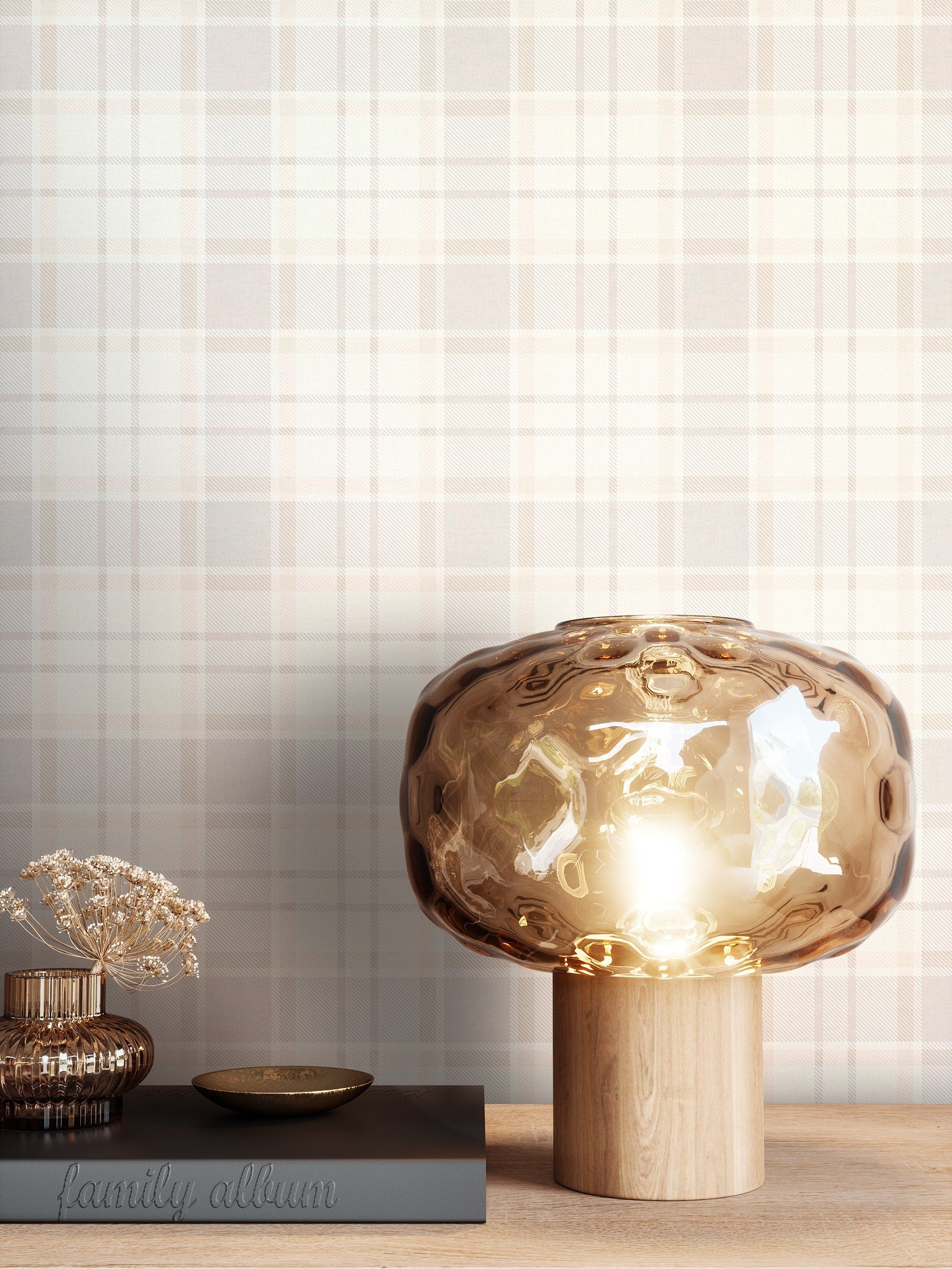 Newroom Vliestapete, Beige Tapete Modern Kariert günstig online kaufen