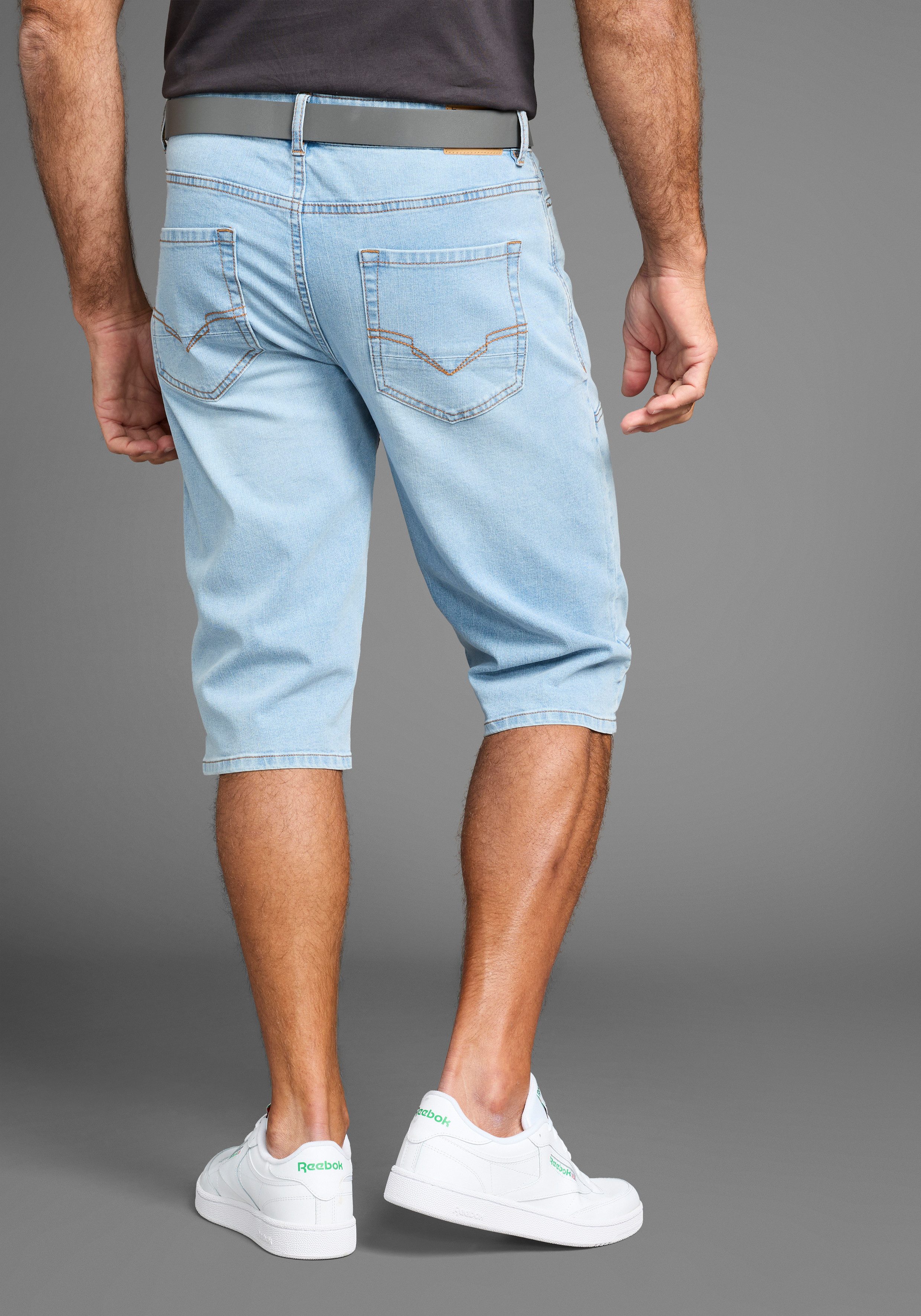 H.I.S Jeansbermudas HANTZ (Set, 2-tlg., mit abnehmbarem Gürtel) gerader Beinschnitt, Used-Look mit Abriebeffekten