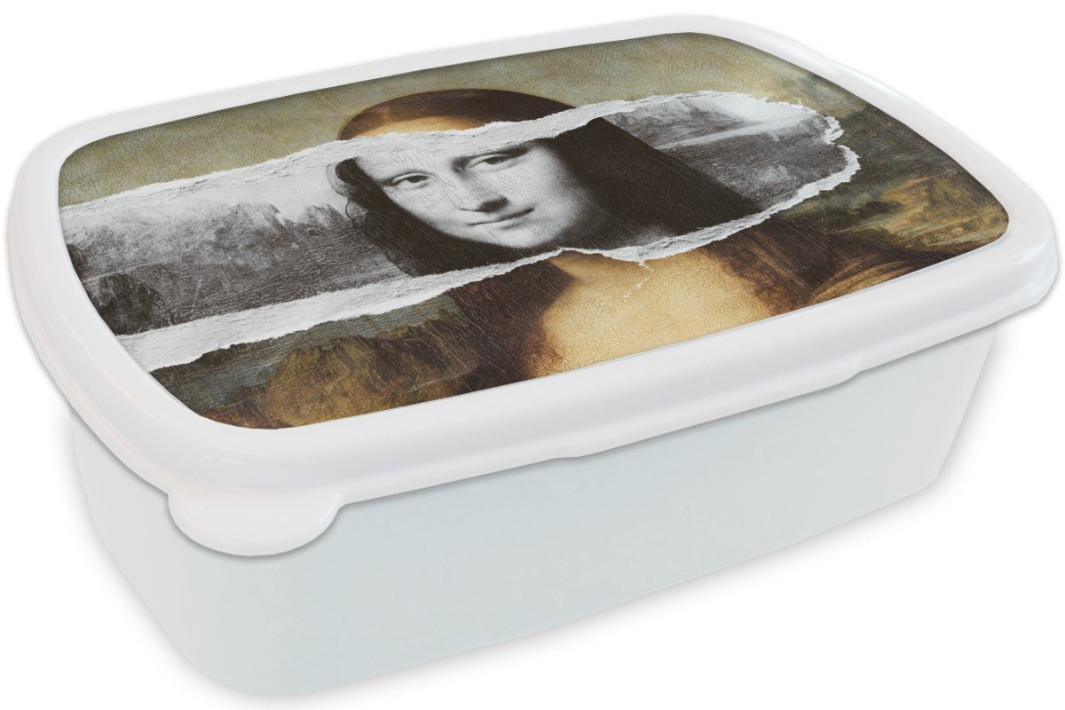 Schwarz MuchoWow Vinci, - und Mädchen Mona und Lisa (2-tlg), Brotdose, Kinder Erwachsene, für Lunchbox - Brotbox Da Kunststoff, Jungs für und weiß