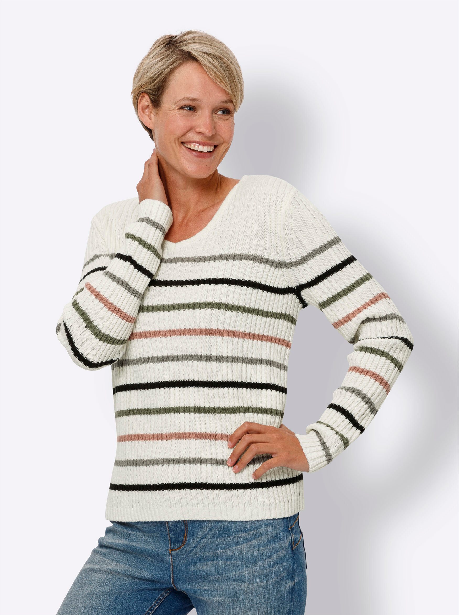 Sieh an! Strickpullover V-Ausschnitt-Pullover günstig online kaufen