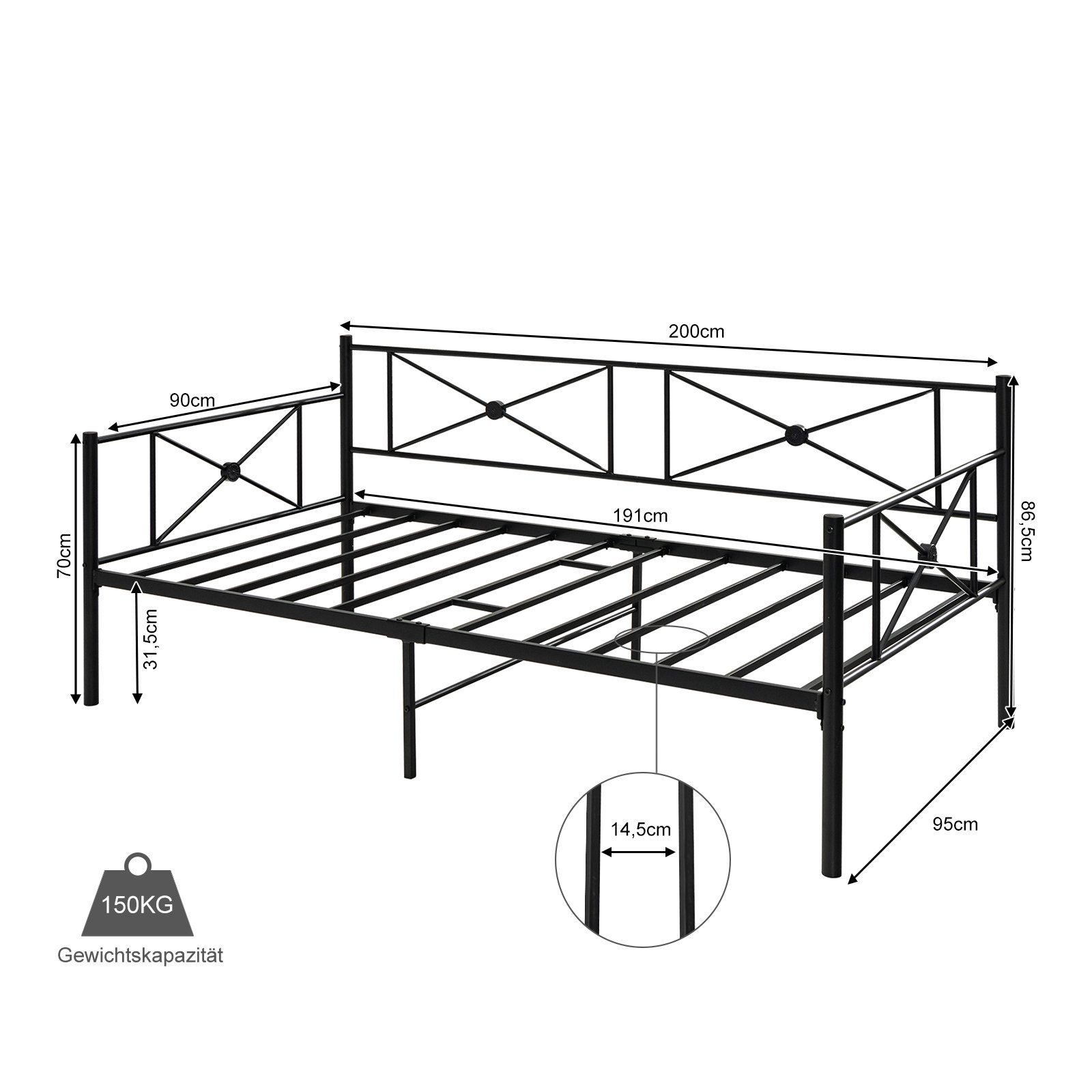 COSTWAY Bettgestell, 2in1 Einzellbett für Matratzen 90x190cm(ohne Matratzen). Reduzierter Preis € 131,99. Unverbindliche Preisempfehlung € 219,99