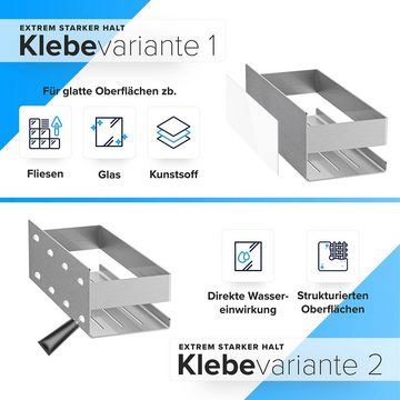 HYTIREBY Duschablage Duschablage ohne Bohren mit extra Ablaufrillen, Duschregal ohne Bohren, Mit original 3M Klebepads, 2 beweglichen Haken, extra Rasiererhalter