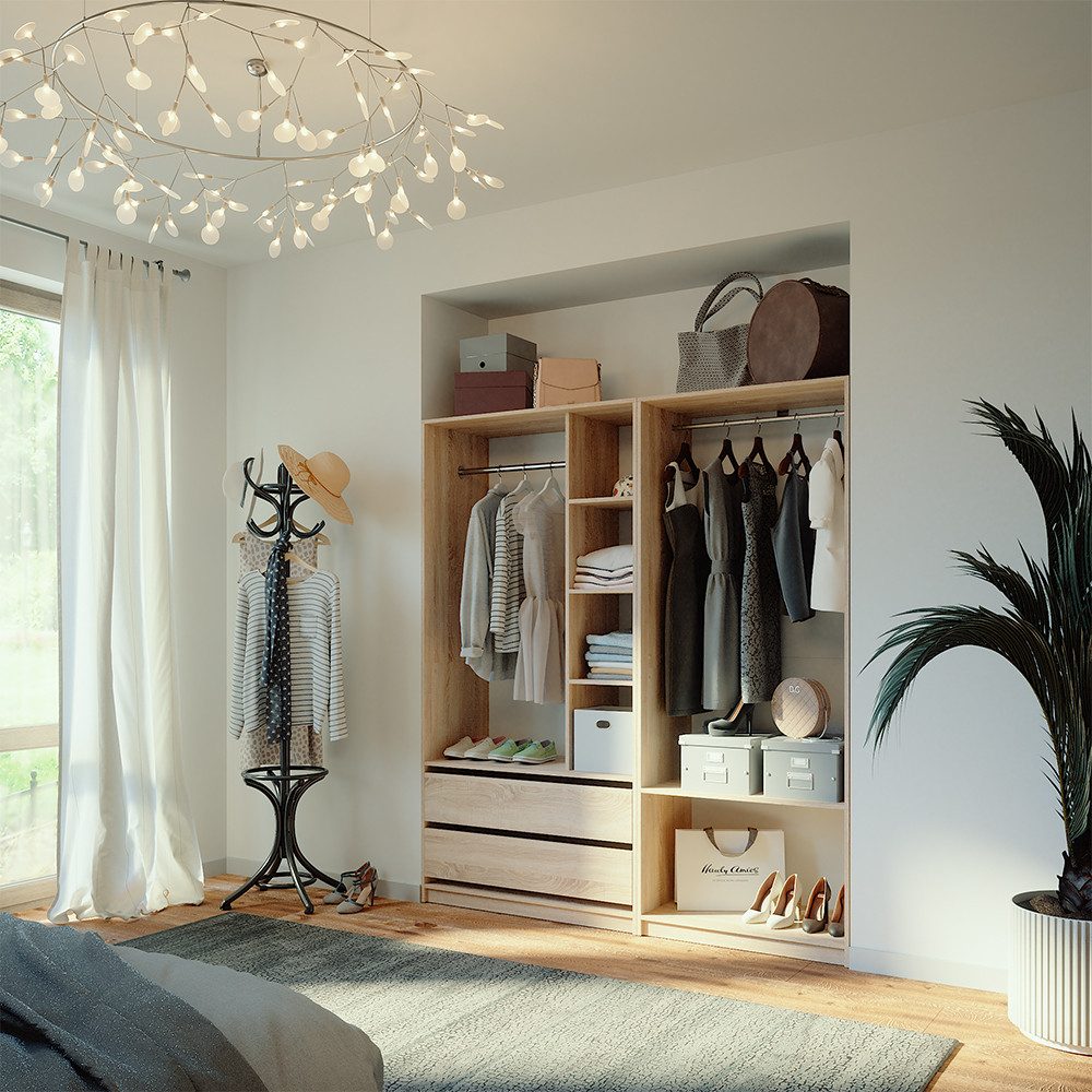 Vicco Kleiderschrank Elmo, Sonoma, 180 x 200 cm 2er Set (2-St)