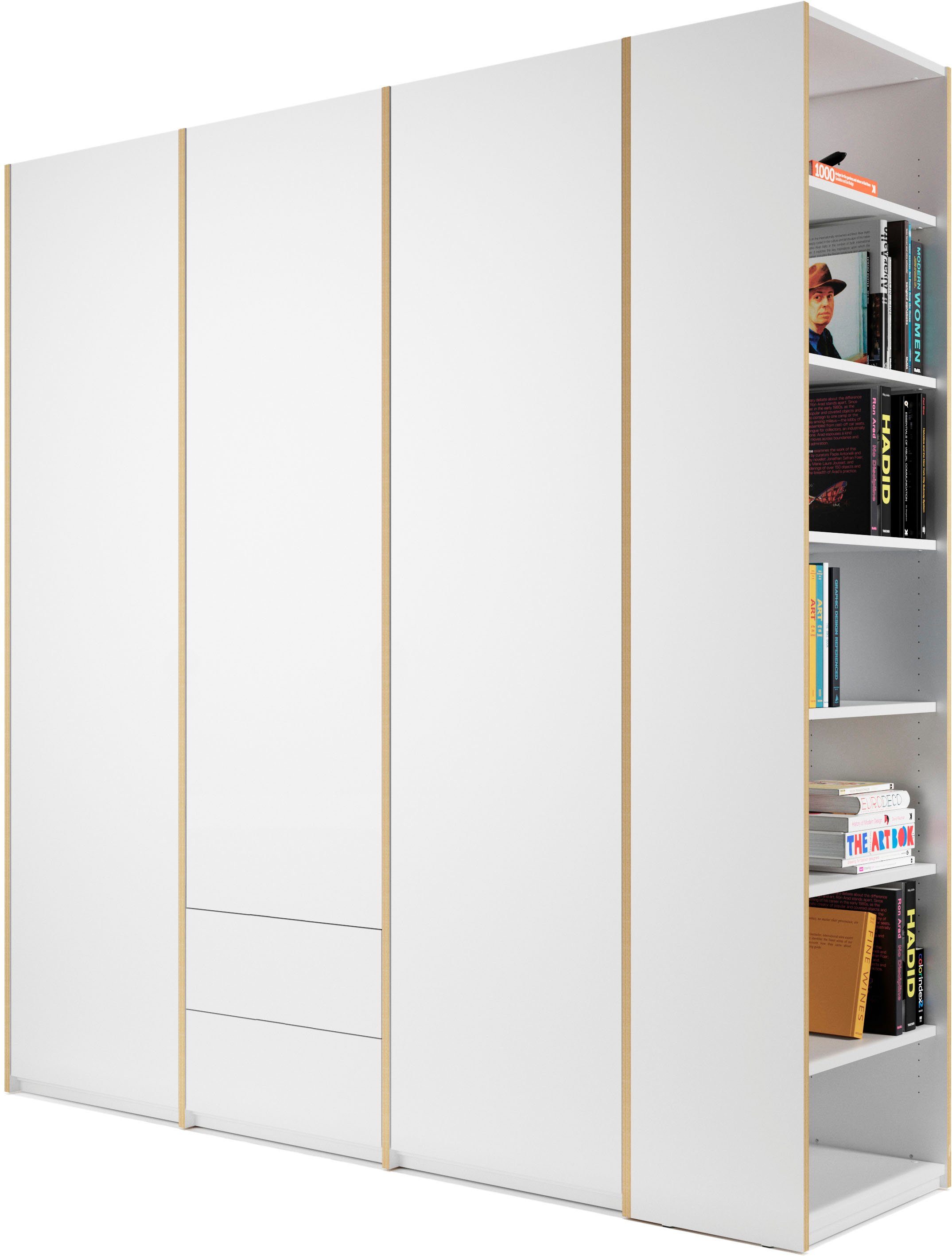 Müller SMALL LIVING Kleiderschrank weiß/birke 3 Plus weiß/birke Anbauregal montierbar | Variante Schubladen, 2 Modular rechts oder geräumige links