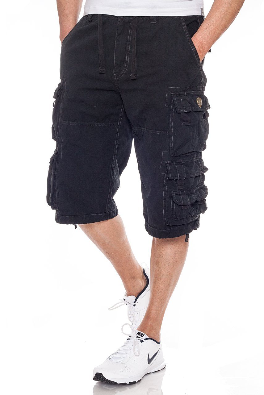 FW-011 vielen Lag Schwarz verschließbaren Jet Cargoshorts Taschen mit