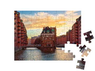 puzzleYOU Puzzle Lagerviertel Speicherstadt in Hamburg, 48 Puzzleteile, puzzleYOU-Kollektionen