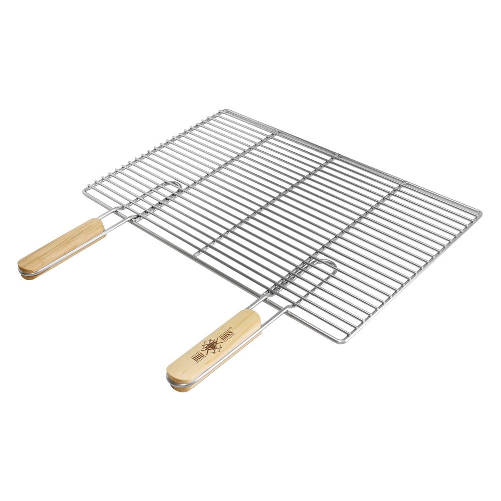 ECD Germany Grillrost Grill aus Edelstahl mit abnehmbaren Griffen robust & rostfrei für BBQ, Grillplatte 54x34cm Rechteckig für Gasgrill Holzkohlegrill Feuerstelle