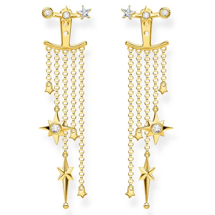 THOMAS SABO Paar Ohrstecker Sterne Gold H2120-414-14 mit Zirkonia und abnehmbaren Einhängern