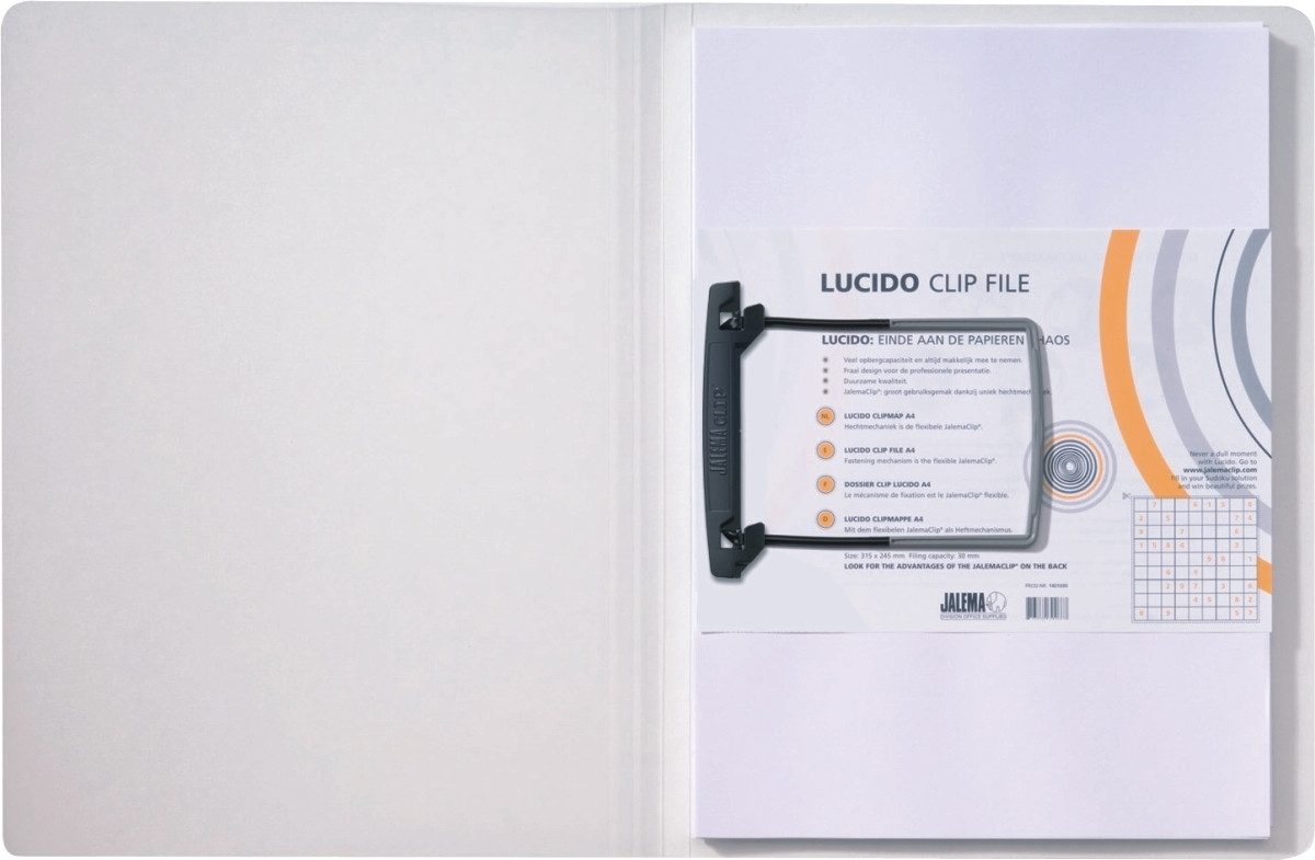 JALEMA Hefter Clipmappe Lucido A4 PP weiß/transparent.