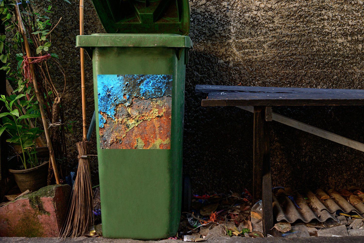 Eisen Wandsticker (1 Industrie Metall - Rost Sticker, St), - - MuchoWow Container, Mülleimer-aufkleber, Mülltonne, Abfalbehälter