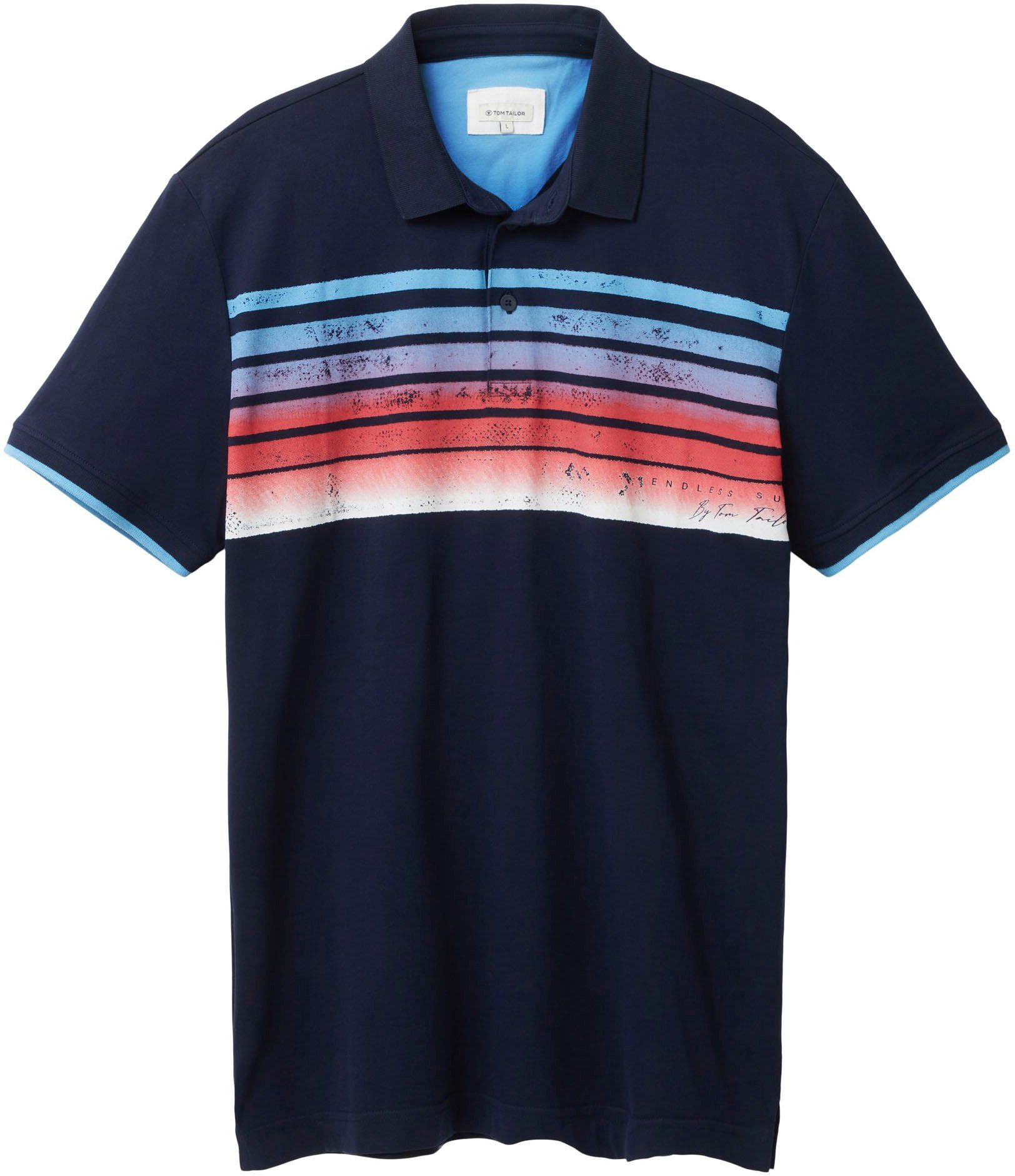 TOM TAILOR Poloshirt mit kontrastfarbenen blue sky Details captain