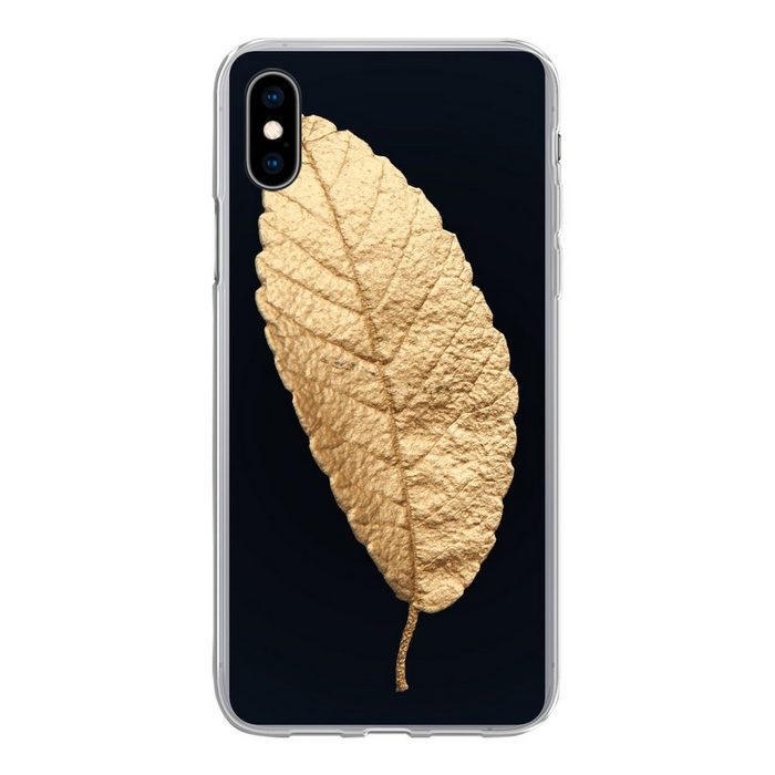 MuchoWow Handyhülle Schwarz und Gold - Blätter - Schwarz - Pflanzen - Luxus Handyhülle Apple iPhone Xs Smartphone-Bumper Print Handy