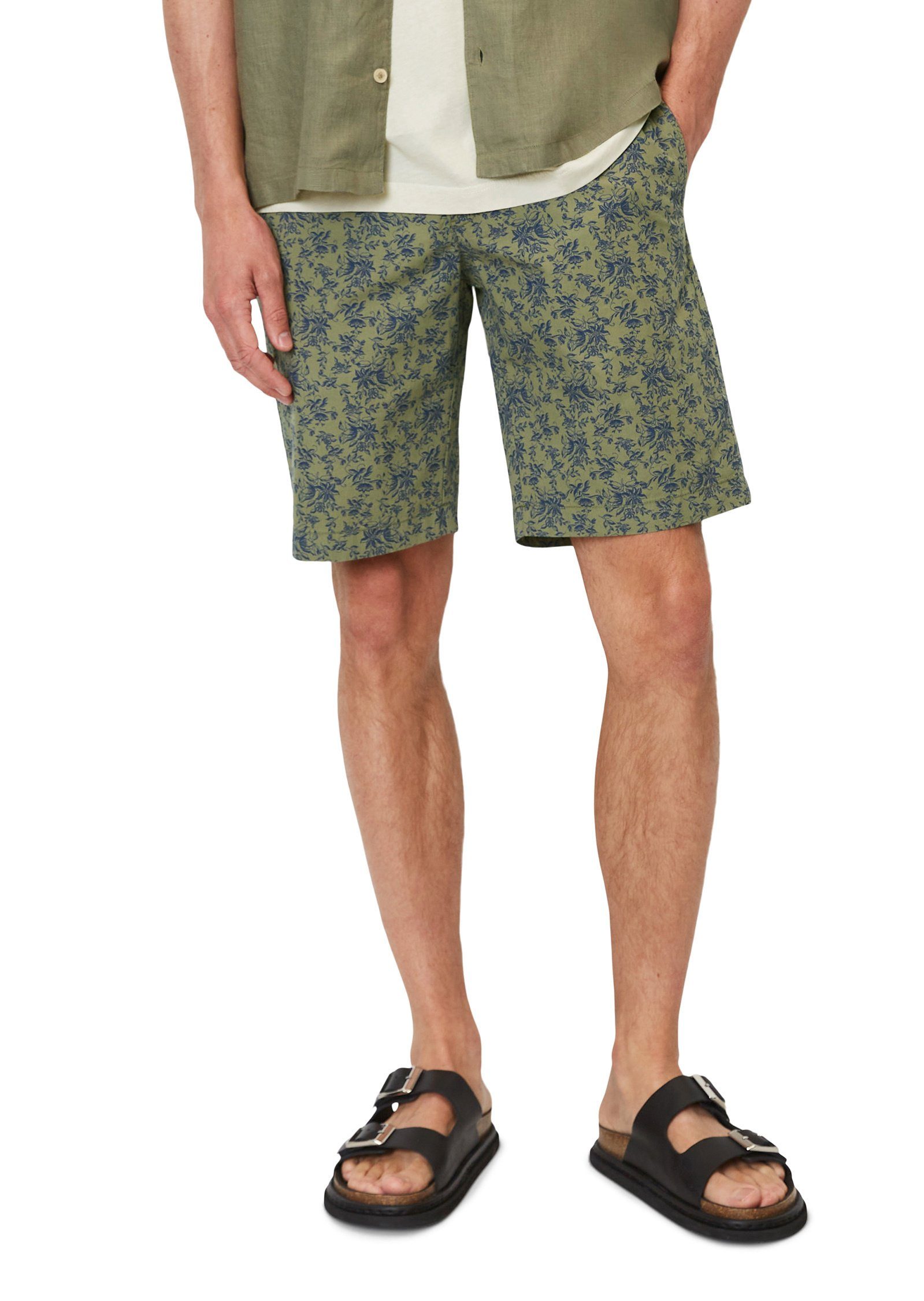 Marc O'Polo Shorts aus Organic Cotton-Popeline grün