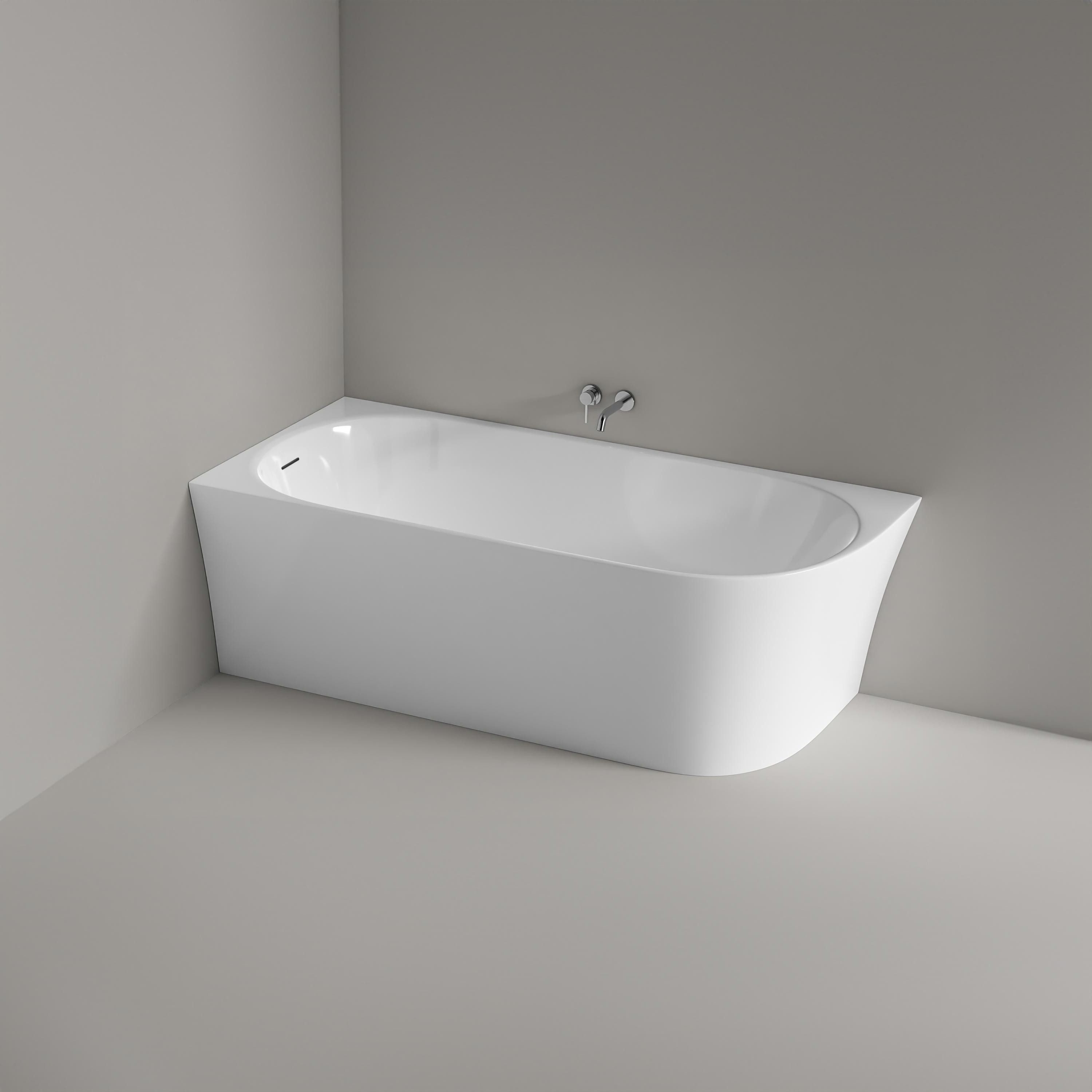 Bernstein Eckwanne NORA CORNER LINKS, Doppelwandig, mit Siphon, Vorwand-Badewanne