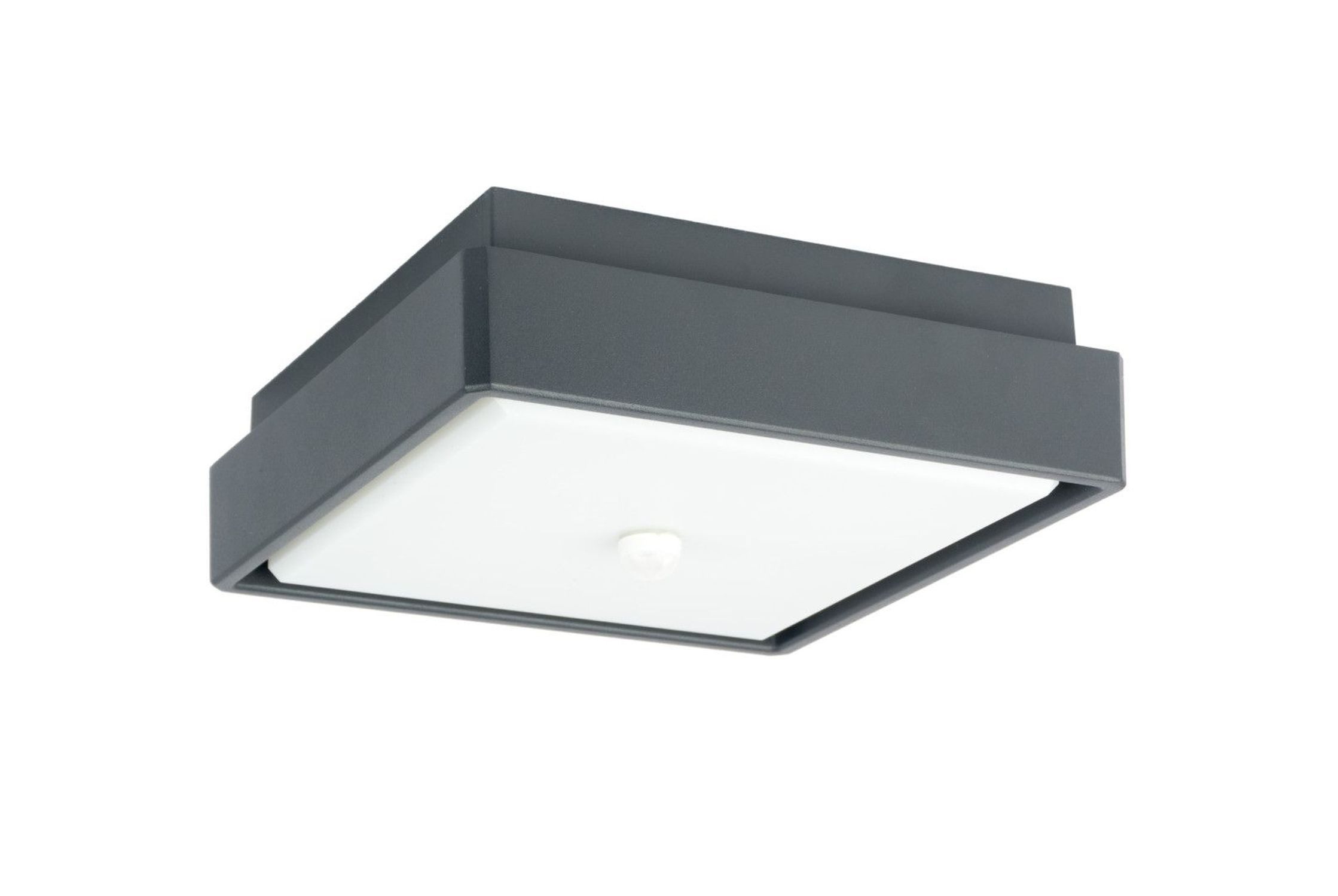 Licht-Erlebnisse Außen-Deckenleuchte XIROLE, LED fest integriert, LED Aluminium Bewegungsmelder B: 20 cm IP65 Anthrazit eckig 1069 lm