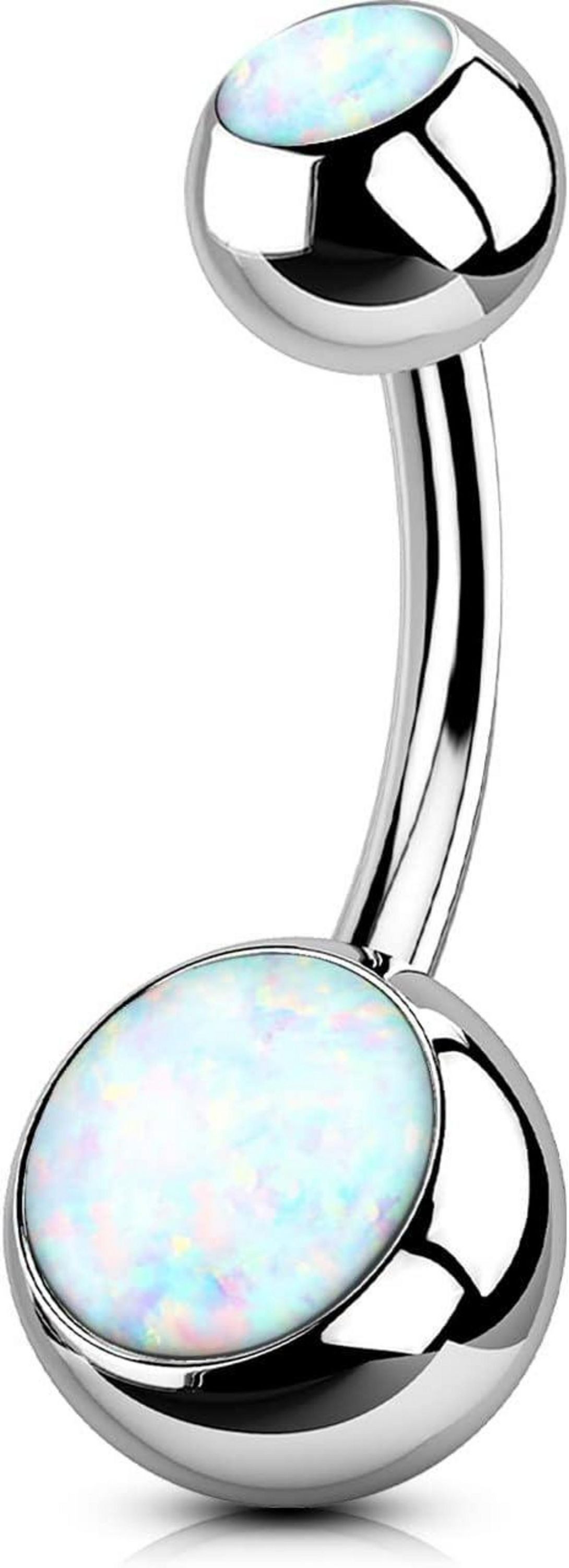 OUFER Bauchnabelpiercing Bauchnabelpiercing Ring Titan Weißer Opal Edelstein 14G Nabelring Frau
