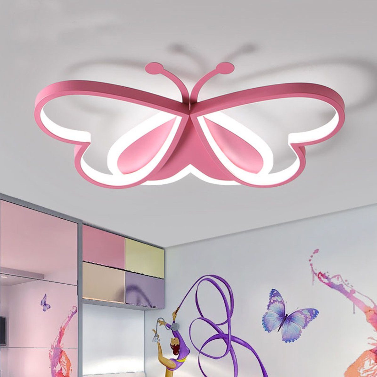 Welikera Deckenleuchte Schmetterlings-Deckenleuchte, dimmbar für Kinderzimmer geeignet, Dreifarbig dimmbar