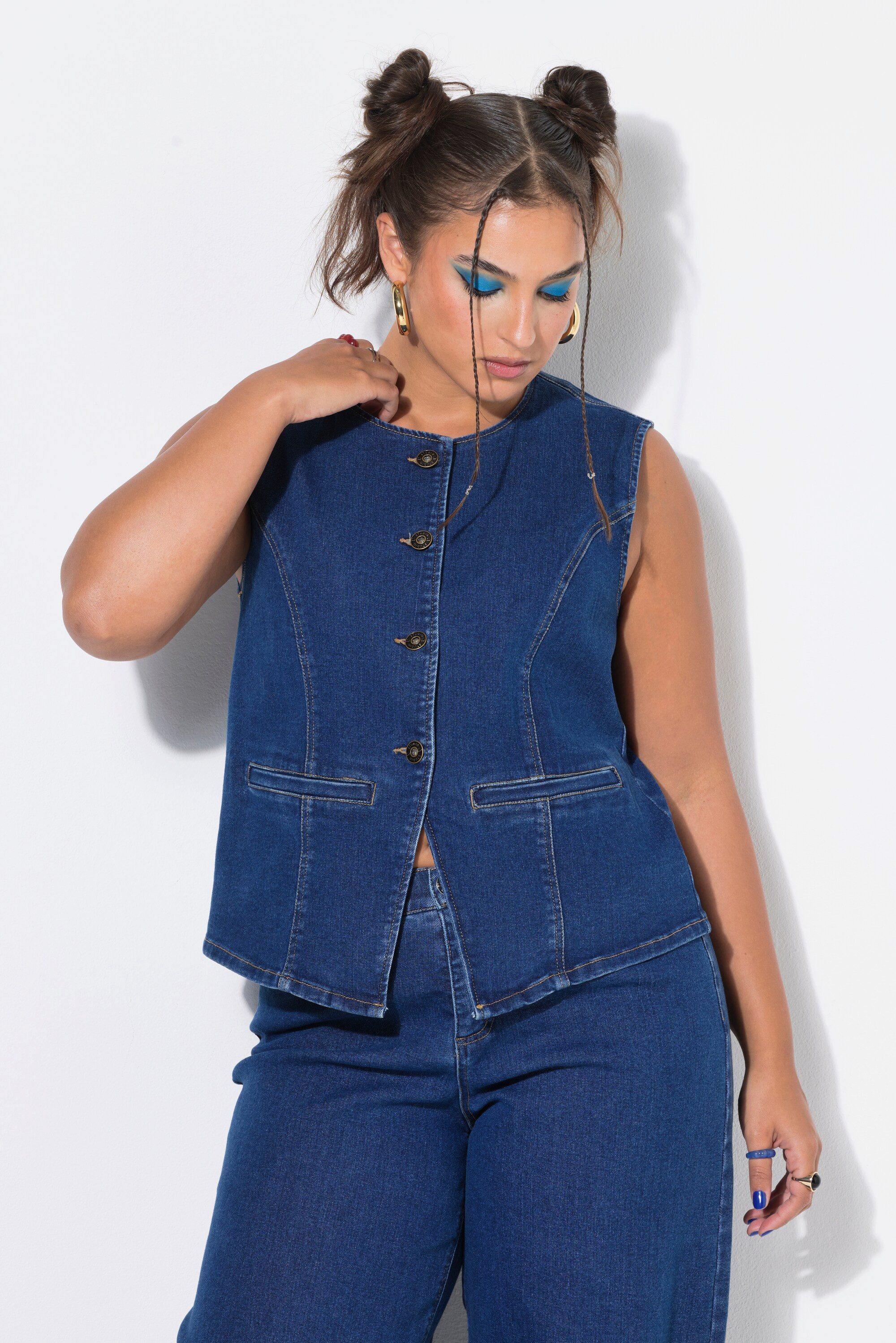 Studio Untold Steppweste Jeansweste Fitted Shape Stretchdenim