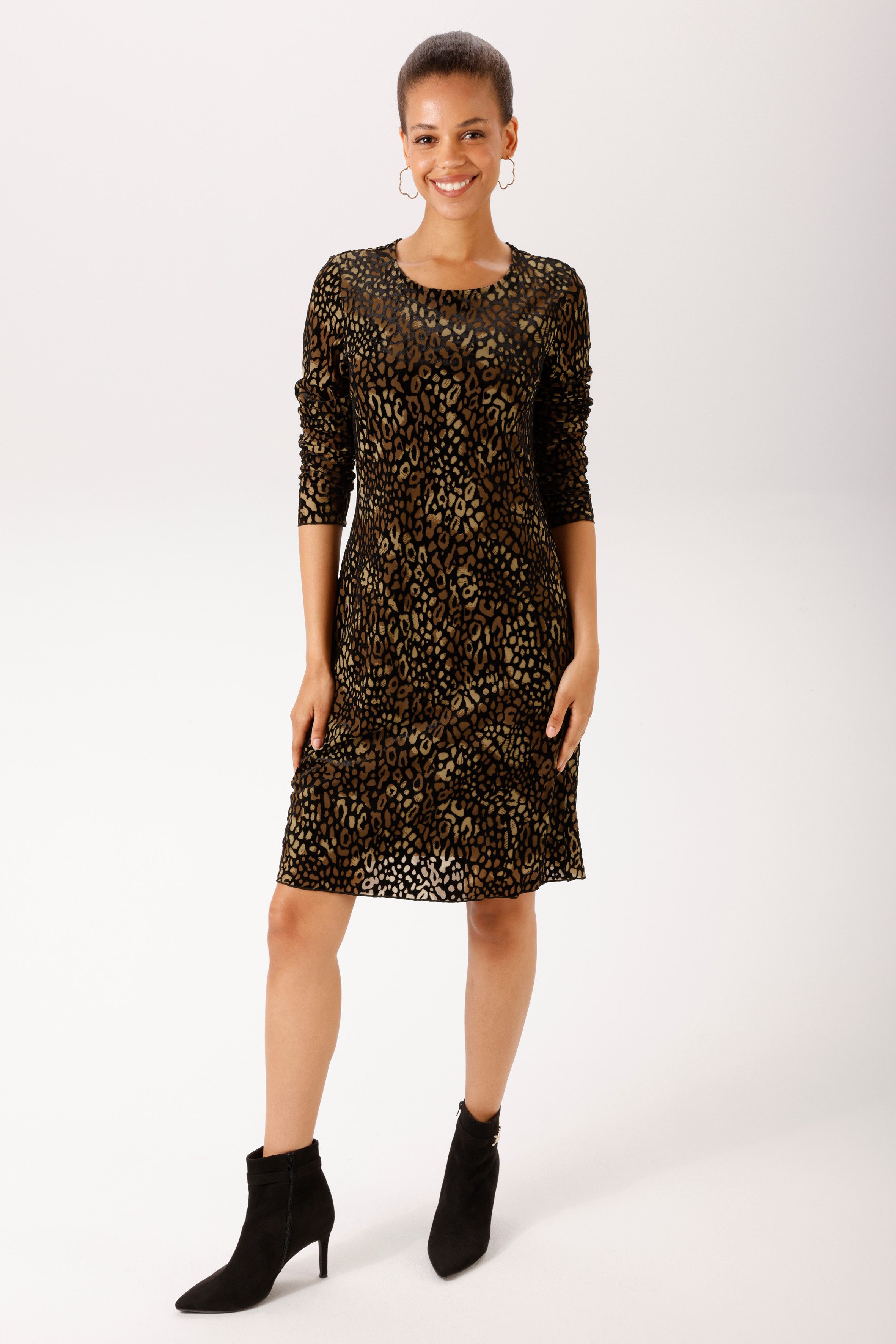 Aniston CASUAL Minikleid mit Leo-Muster in Ausbrenner-Optik - NEUE KOLLEKTION – Bild 4 von 5