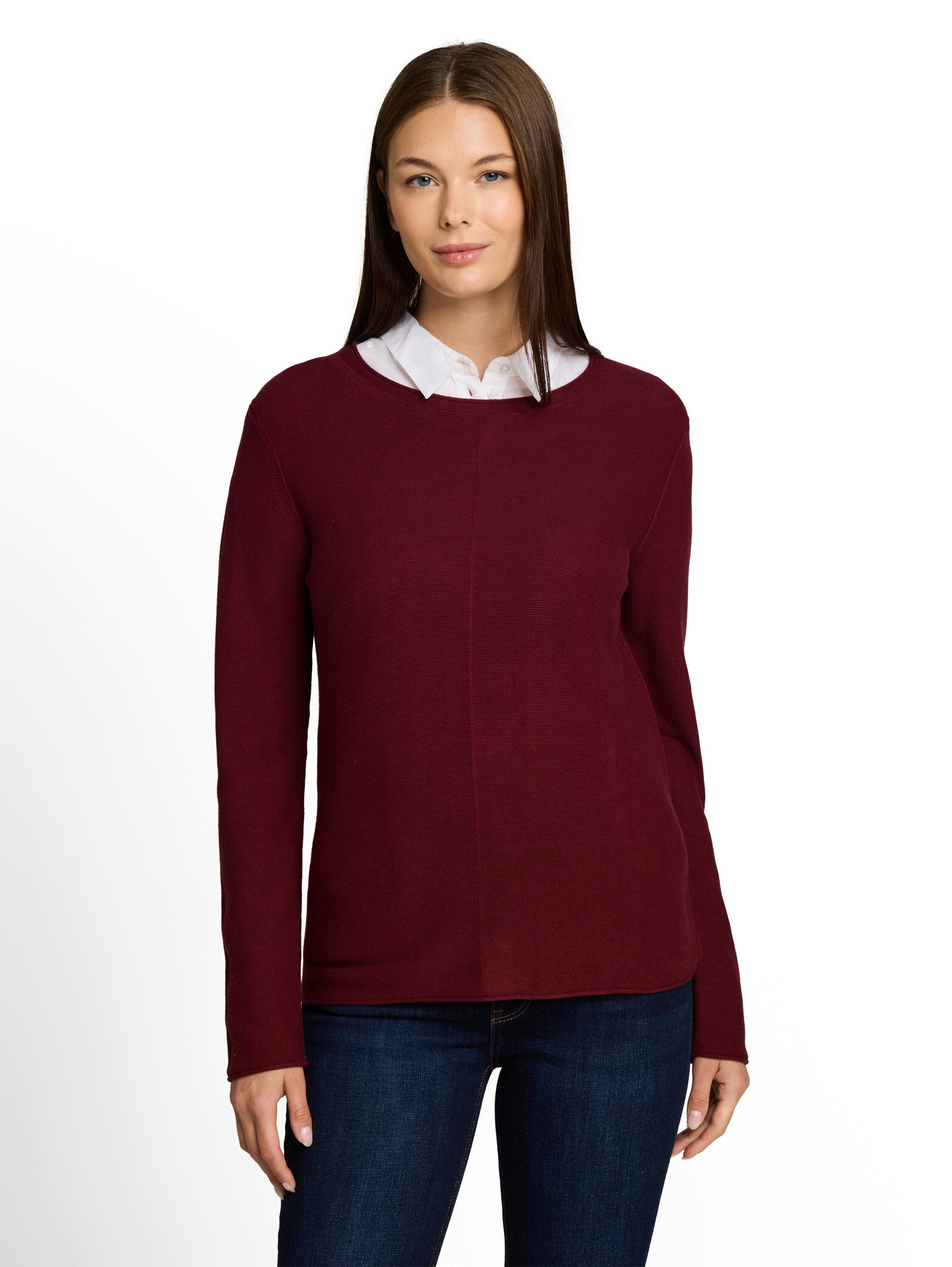 TOM TAILOR Strickpullover Regular mit Rundhals und Rollkanten
