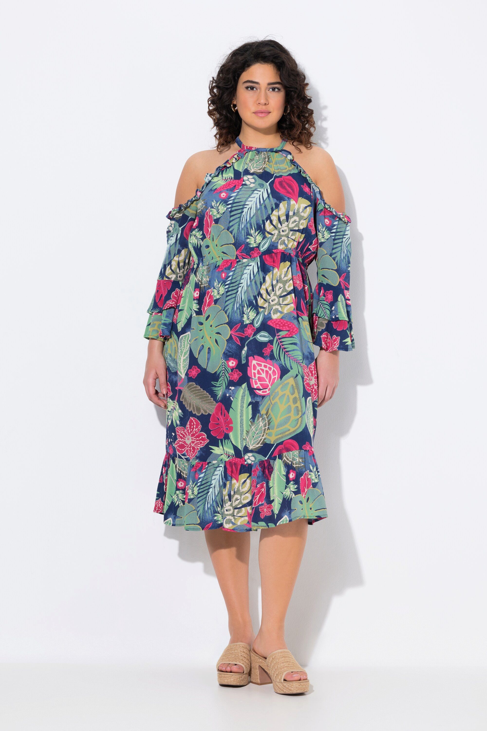 Ulla Popken Jerseykleid Kleid A-Linie Rundhals günstig online kaufen