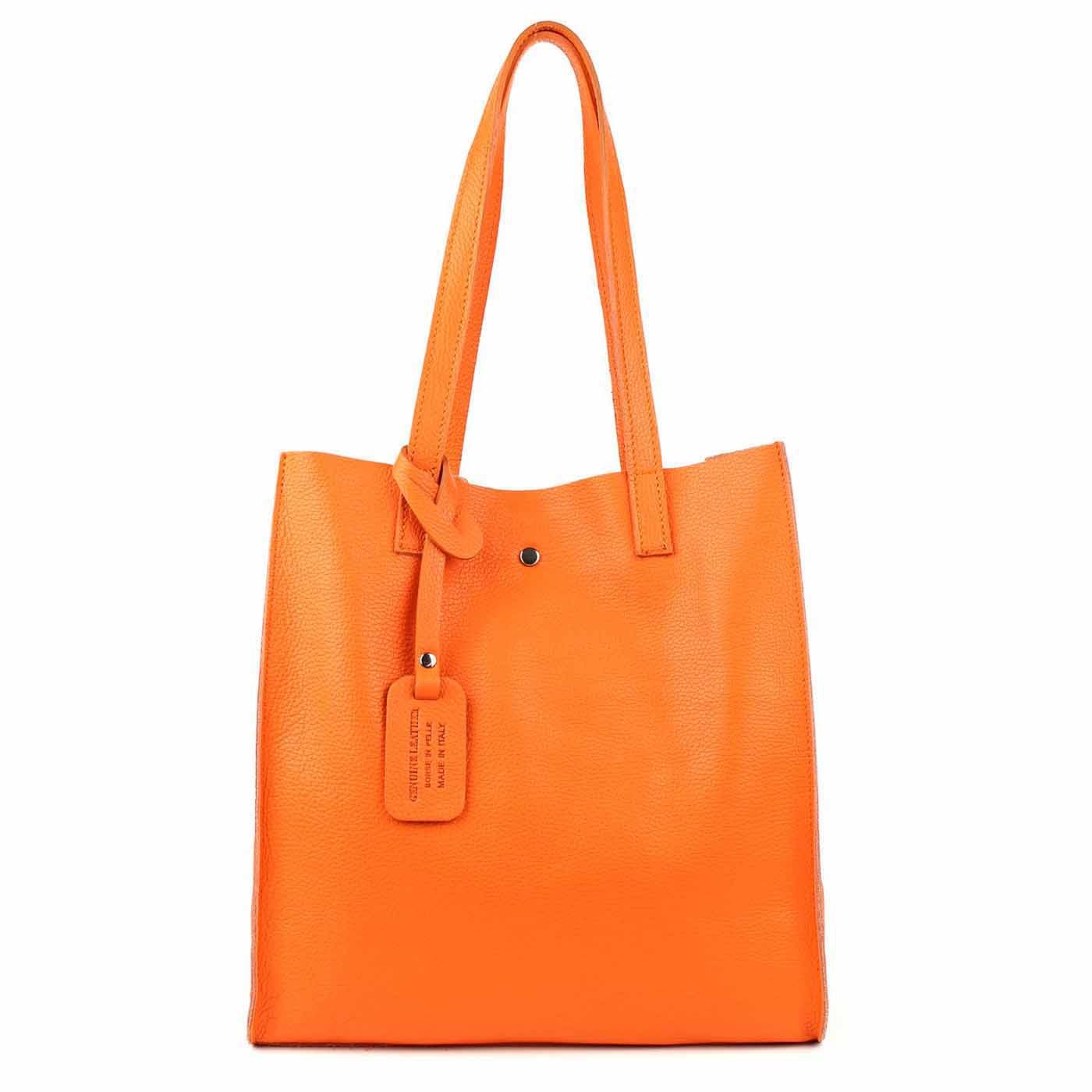 ITALYSHOP24 Schultertasche Made in Italy Damen Leder Shopper Schultertasche, italienisches XL Handtaschen-Set aus 2 Taschen