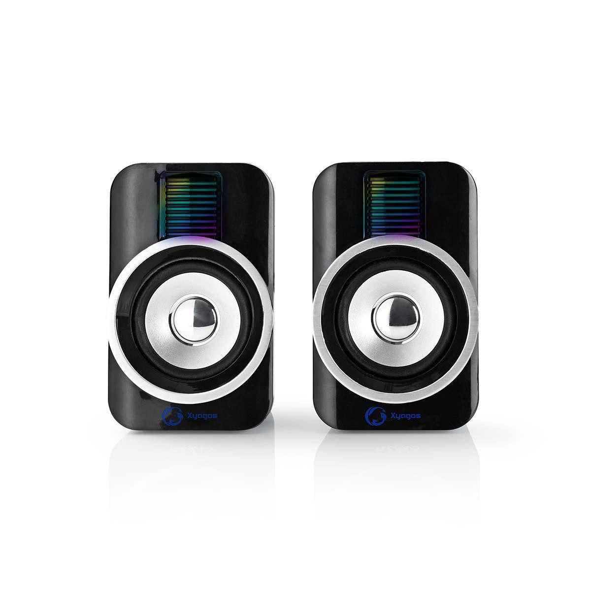 Nedis GSPR20020BK Lautsprecher 2.0 (30 W, USB, 3.5 mm, Lautstärkeregler, kompakte Bauform, für Gaming, Musik)