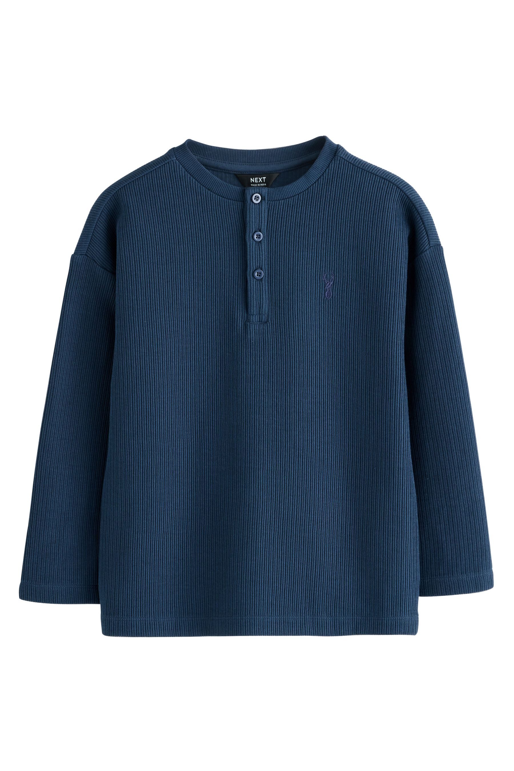 Langarmshirt Strukturiertes Langarmshirt mit Henley-Ausschnitt