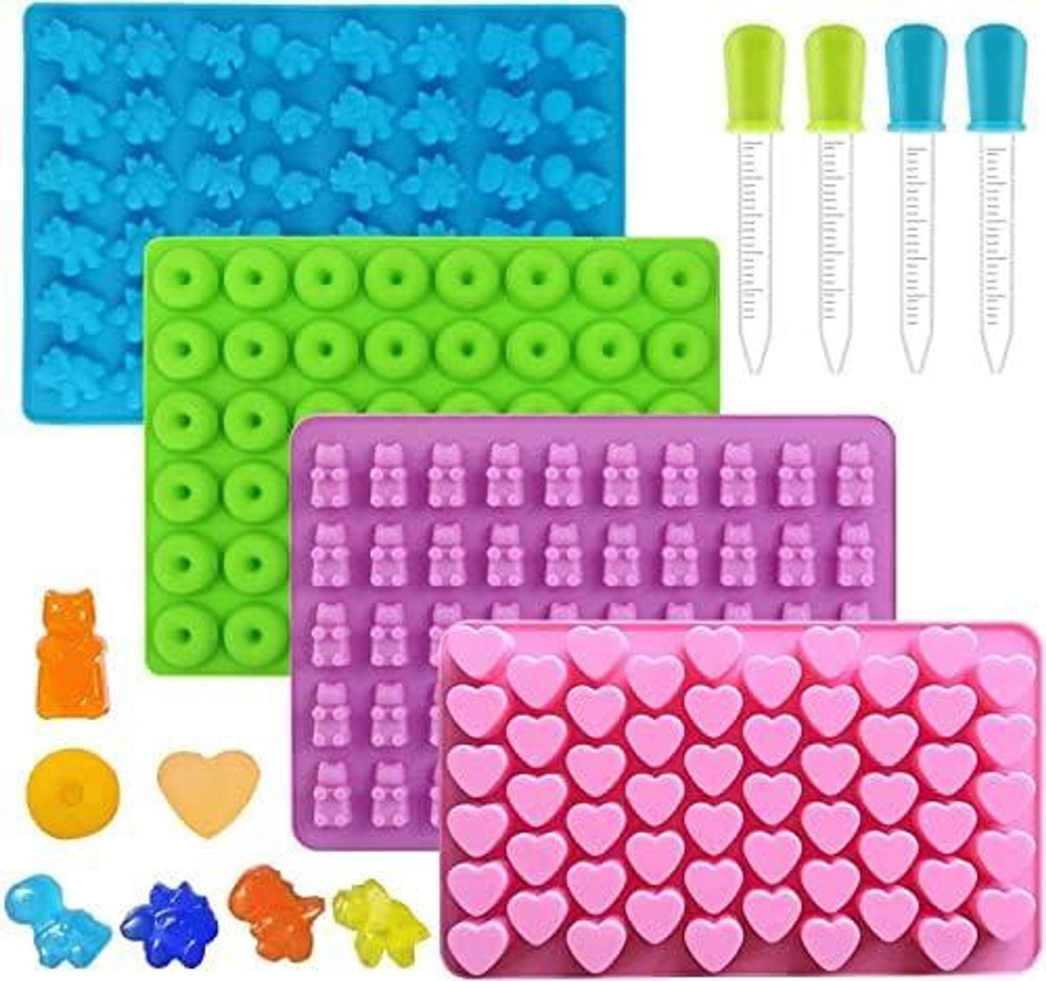 FELIXLEO Silikonform Silikon Gummibärchen Formen mit Pipetten, (4-tlg)
