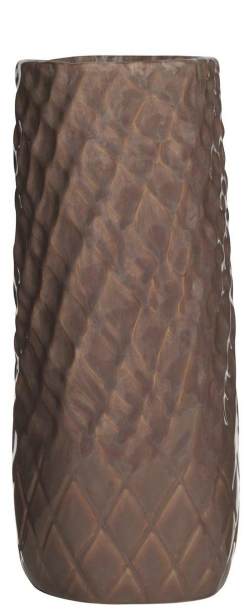 INNA-Glas Dekovase Davine aus Keramik, Maserung, Terracotta, 28,5 cm, Ø 12,5 cm