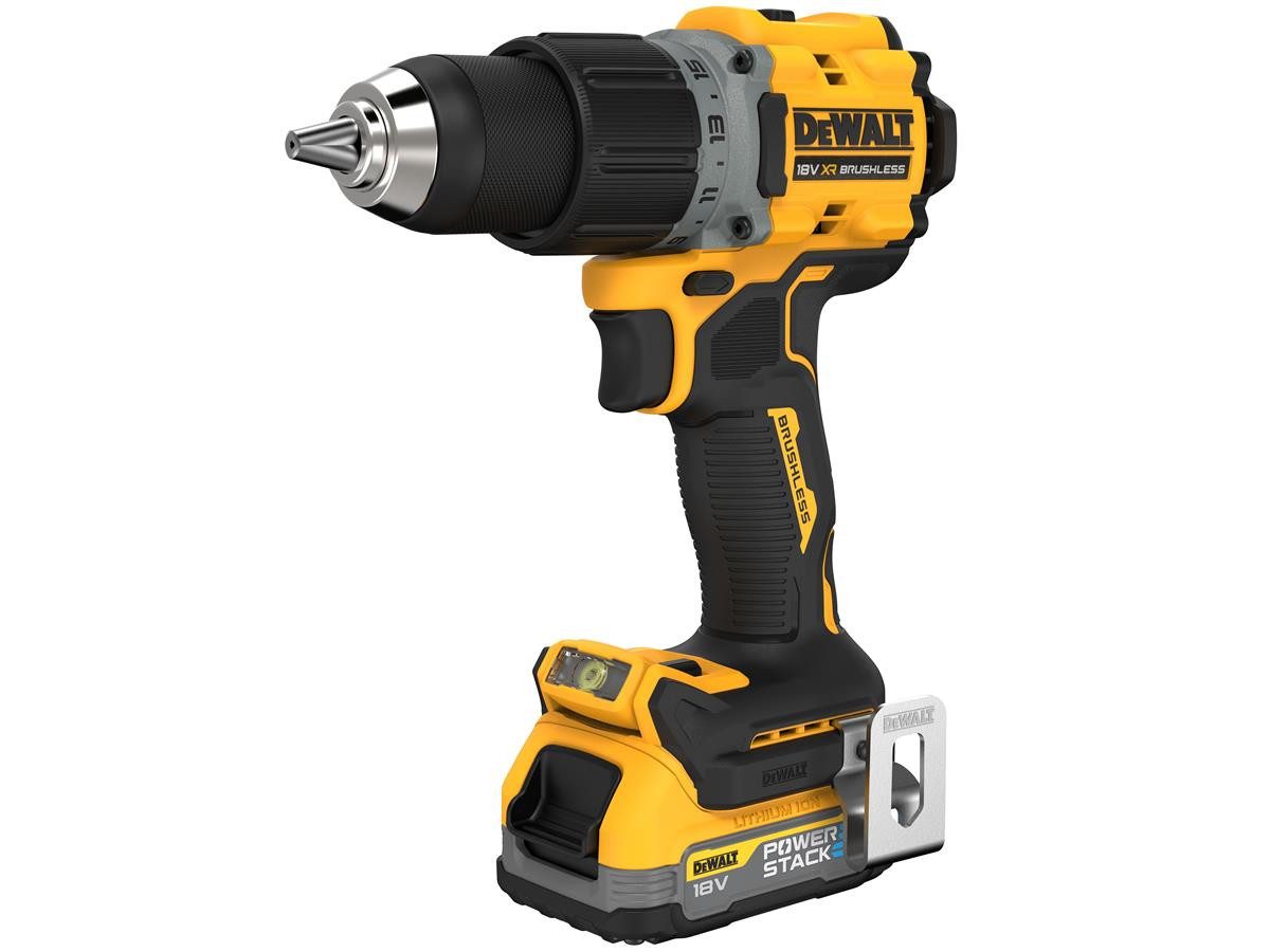 DeWalt Akku-Bohrschrauber 18V / 1,7Ah, 18 V, max. 2000 U/min, mit 90 Nm und 2x 1,7 Ah POWERSTACK Akku im Koffer