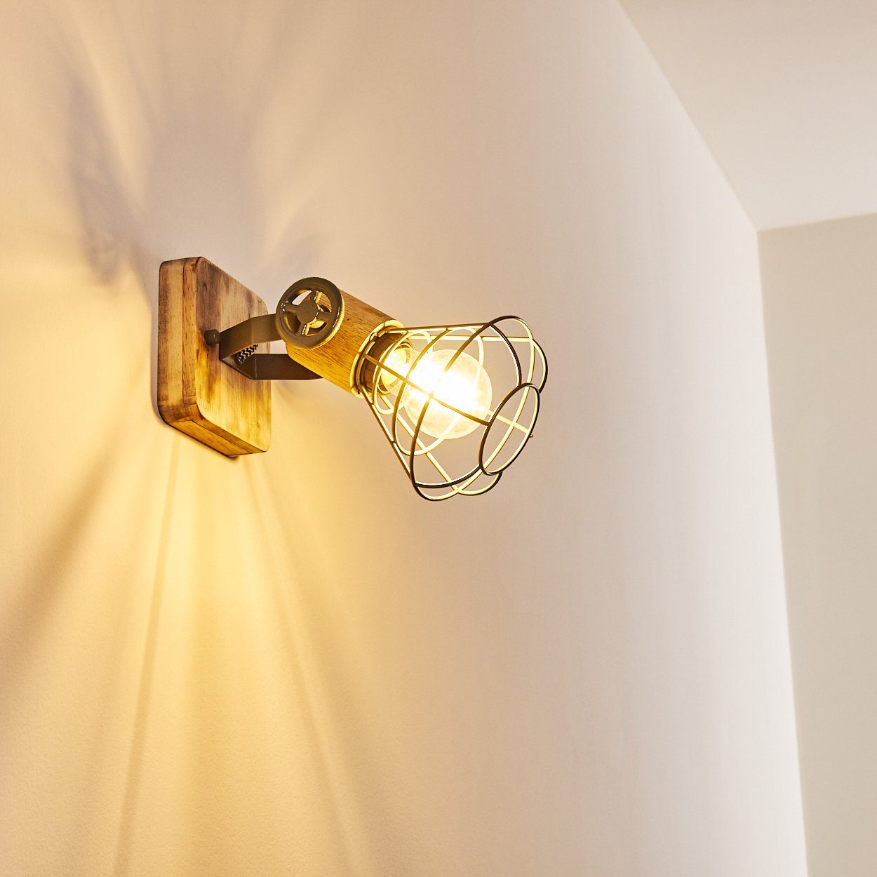 Spot, Wandleuchte Strahler, auch verstellbare E27, in zu als hofstein Deckenlampe verwenden ohne »Raju« Grün/Braun, aus Leuchtmittel, Metall/Holz