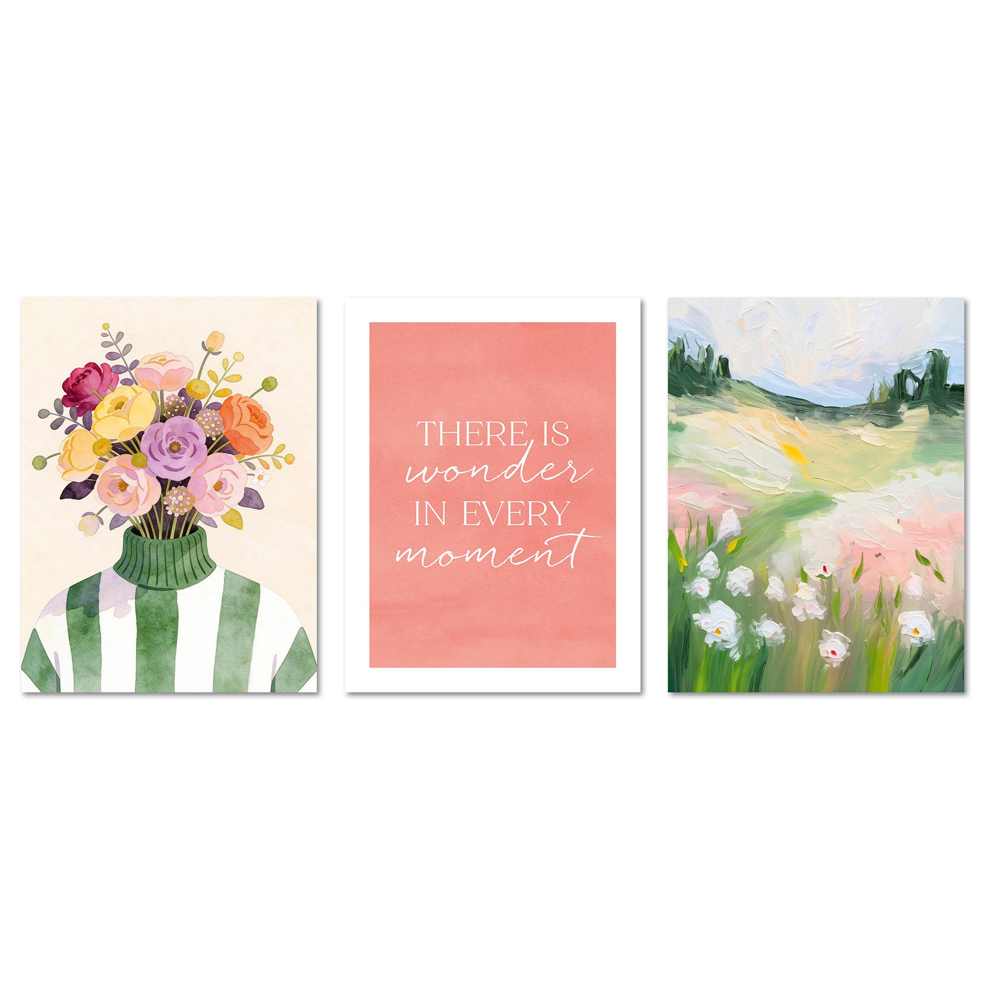 ARTFAVES Bilder-Collage Poster Set Spring Trio 1 I mehrteilige Bilderwand I Wandbilder Fruehli, (Wandbilder modern, 3 St)