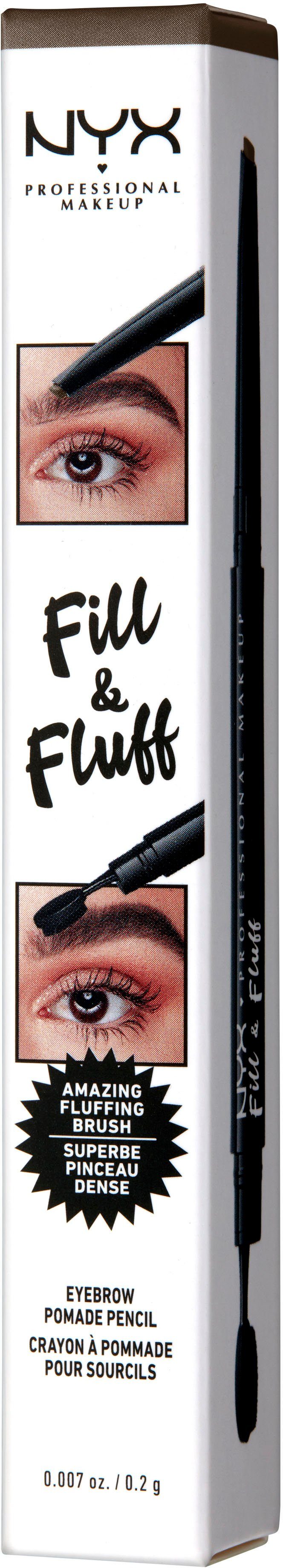 NYX PROFESSIONAL MAKEUP Augenbrauen-Stift FILL & FLUFF EYEBROW POMADE PENCIL, mit dichter Härchenbürste