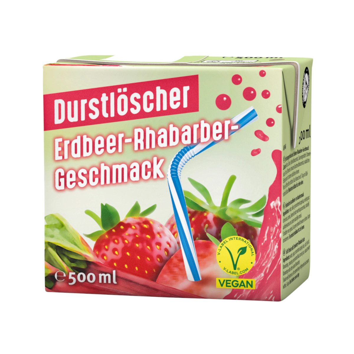 DURSTLOESCHER Softgetränk, Durstlöscher Erdbeer und Rhabarber Geschmack fruchtig Packung 500ml