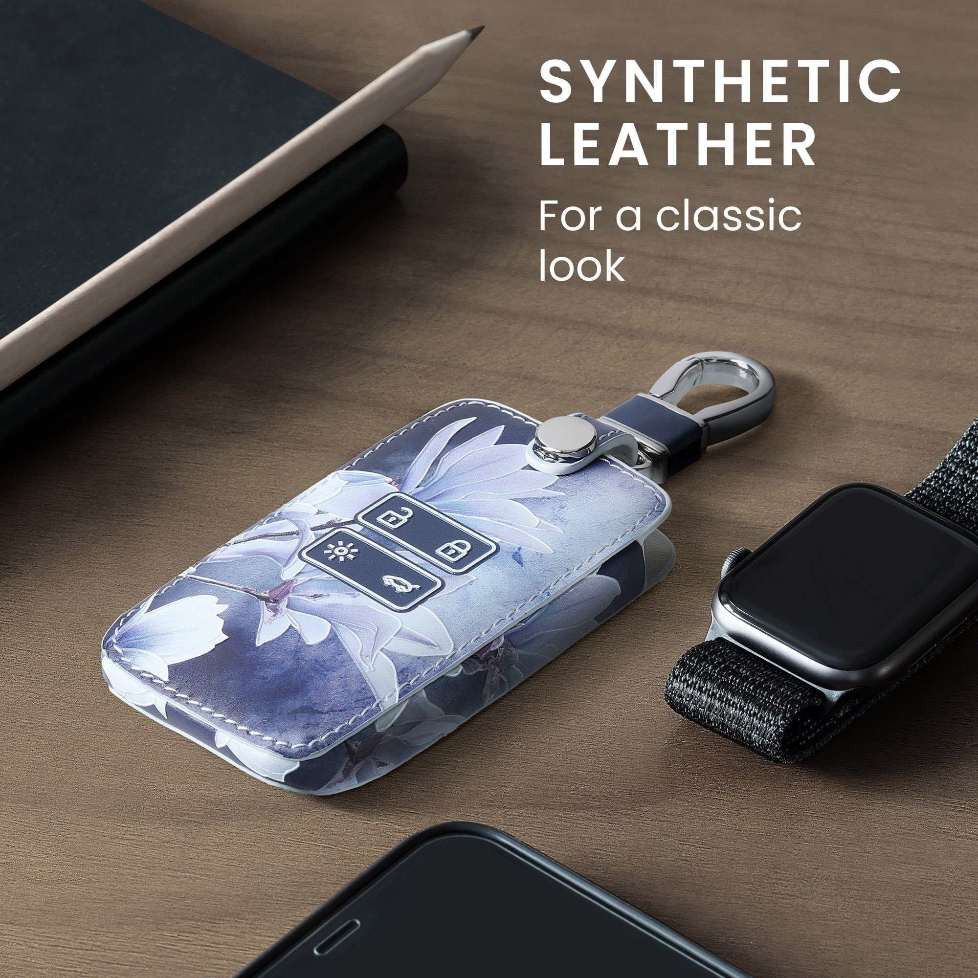 kwmobile Schlüsseltasche Kunstleder Case für Renault 4-Tasten Smartkey (Keyless Go) Hülle (1-tlg), Autoschlüsselhülle, robuste Schutzhülle für Autoschlüssel – Bild 5 von 5
