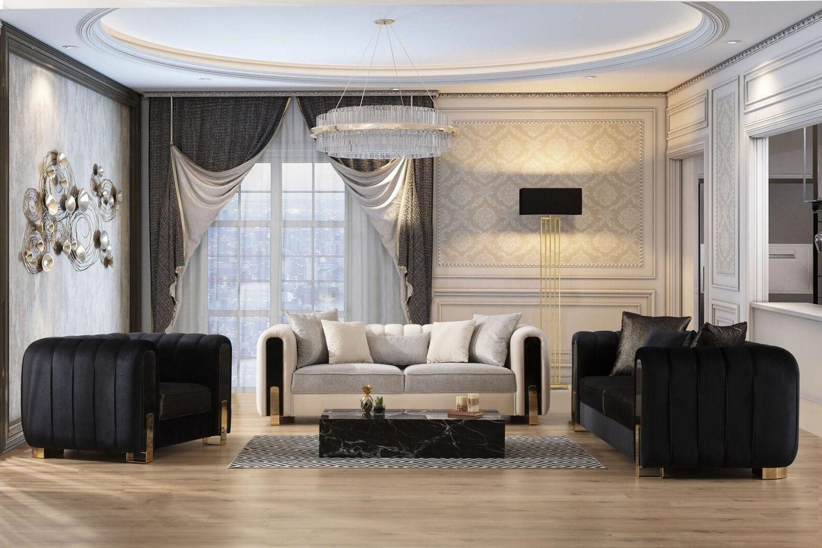 Xlmoebel Polstergarnitur Moderne Sofagarnitur mit Edelstahlgestell und hohem Sitzkomfort, (3-tlg., Sofagarnitur 3+3+1 Sitzer), Hergestellt in Europa