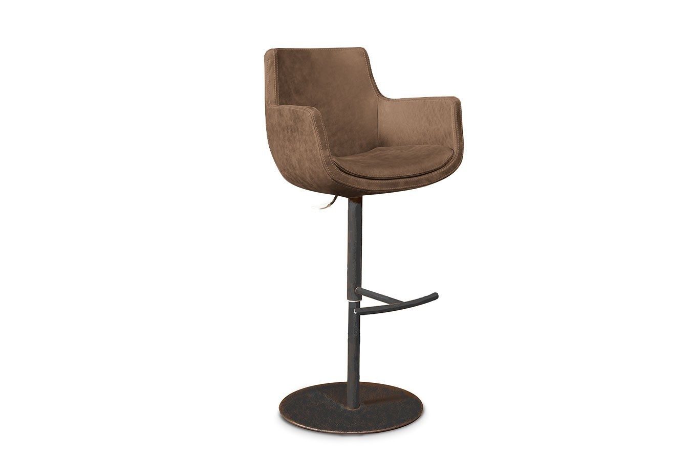 daslagerhaus living Barhocker Barstuhl m. Arm Aquilo Leder braun