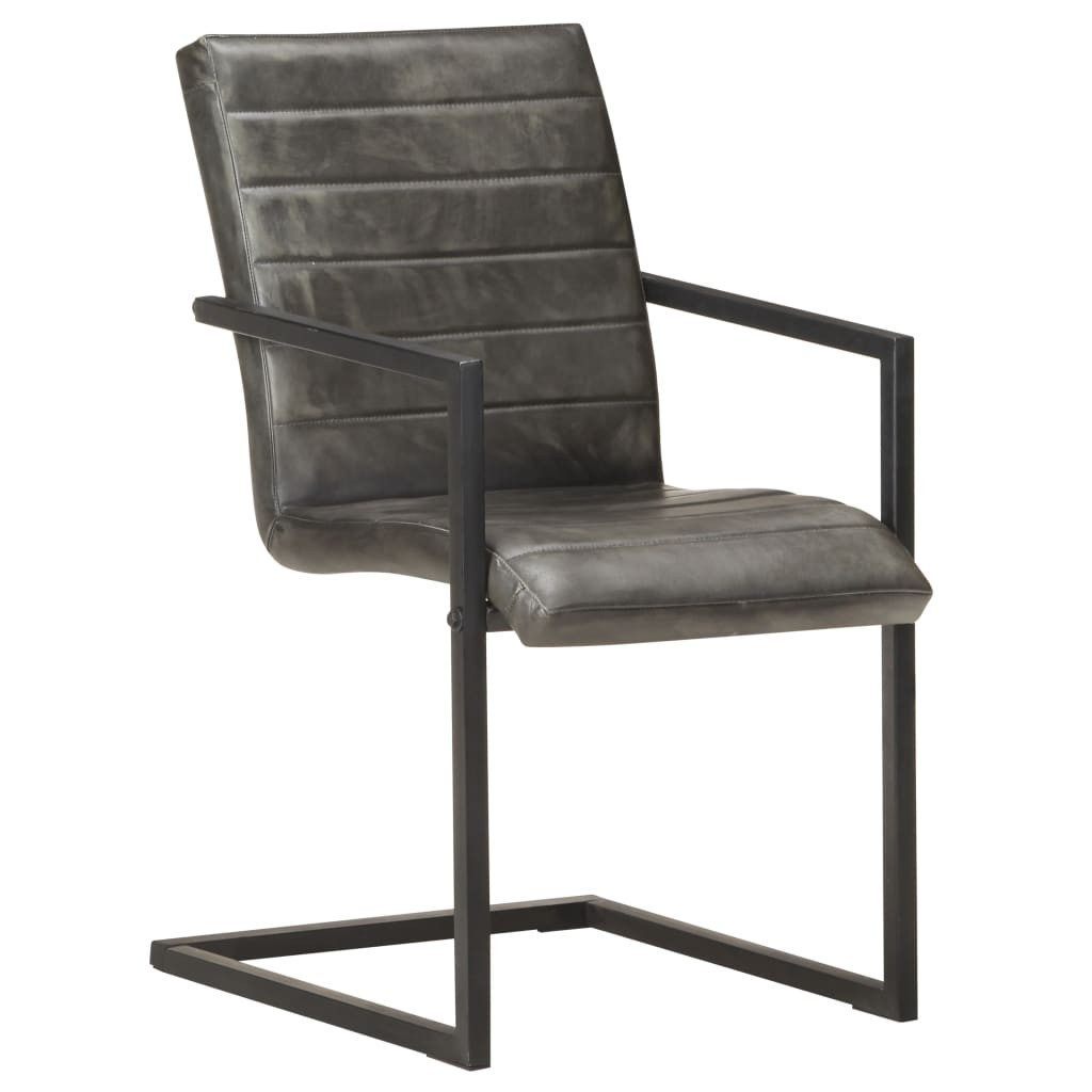 furnicato Esszimmerstuhl Freischwinger 51x56x91 cm in Grau und Schwarz (2 St), Gepolsterte Sitzgruppe im Retro-Look mit stabilem Eisengestell