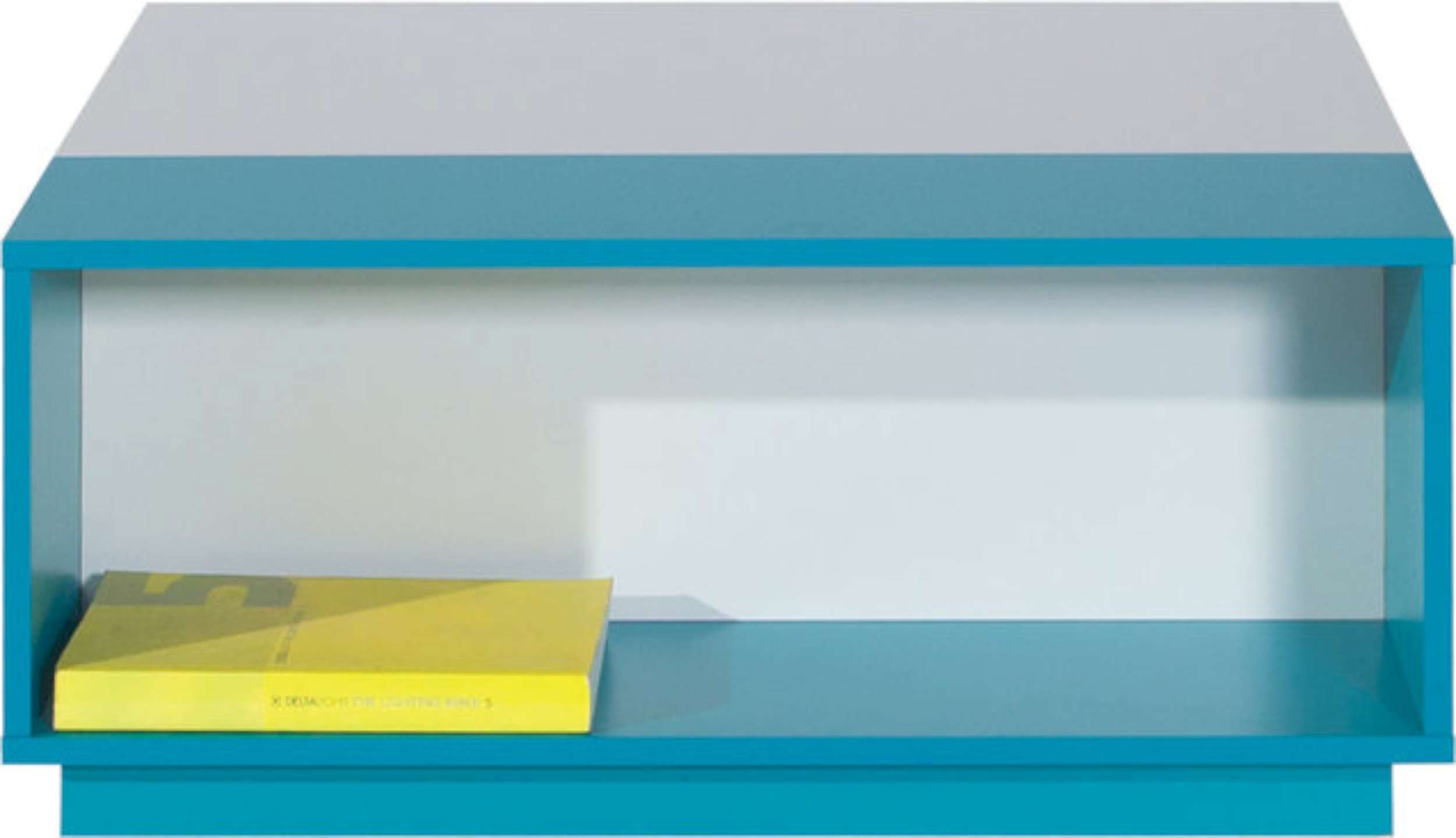 Couchtisch Stylefy Stauraum unter (Wohzimmertisch, Tischplatte, Modern Bond Türkis Weiß mit Design 1 Fach, Beistelltisch), Spanplatte, Hochglanz