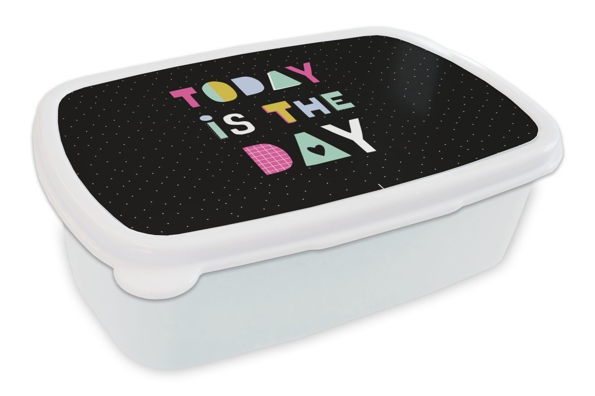 MuchoWow Lunchbox Sommer - Zitat - Schwarz, Kunststoff, (2-tlg), Brotbox für Kinder und Erwachsene, Brotdose, für Jungs und Mädchen weiß