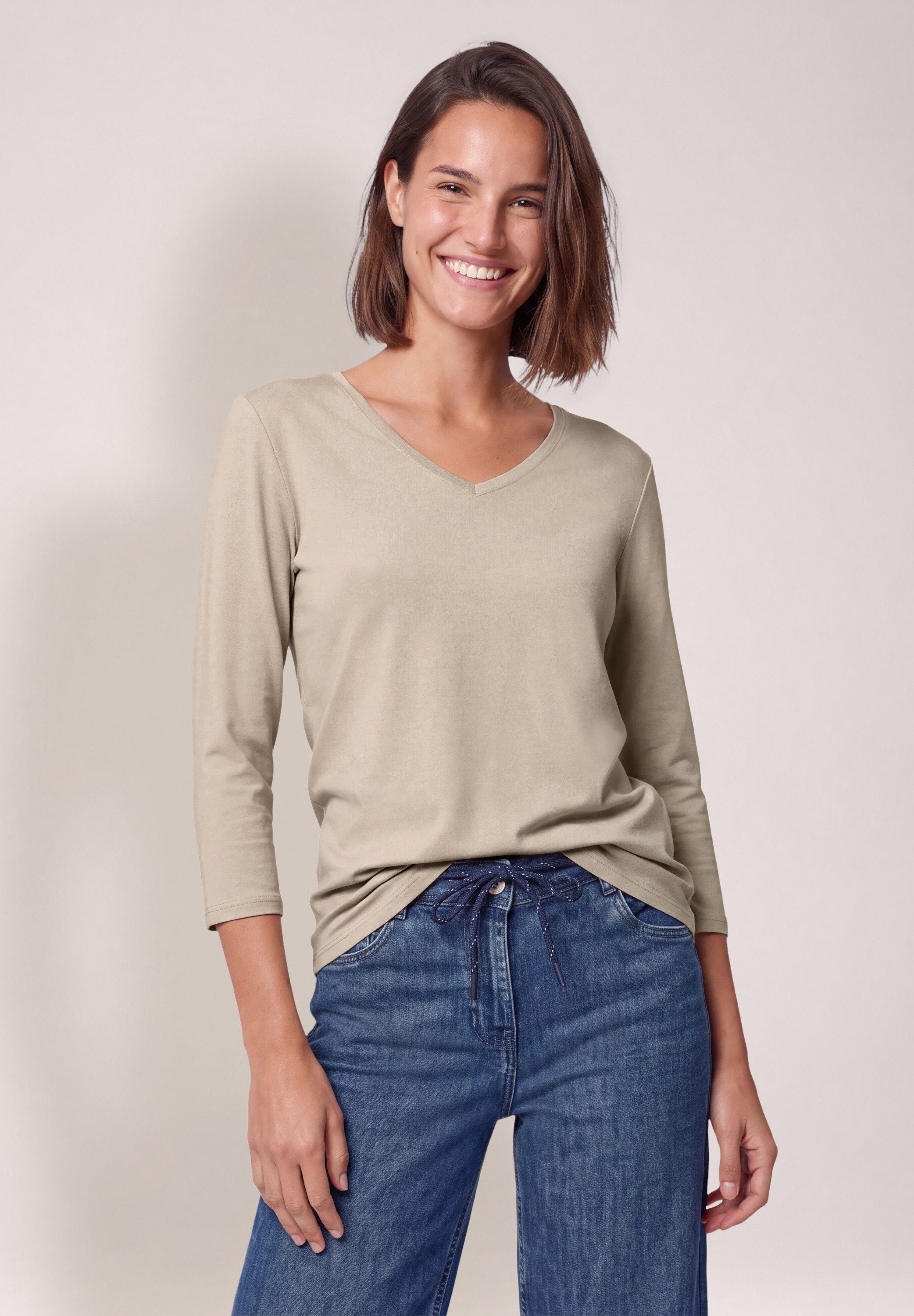 CECIL V-Shirt aus reiner Baumwolle