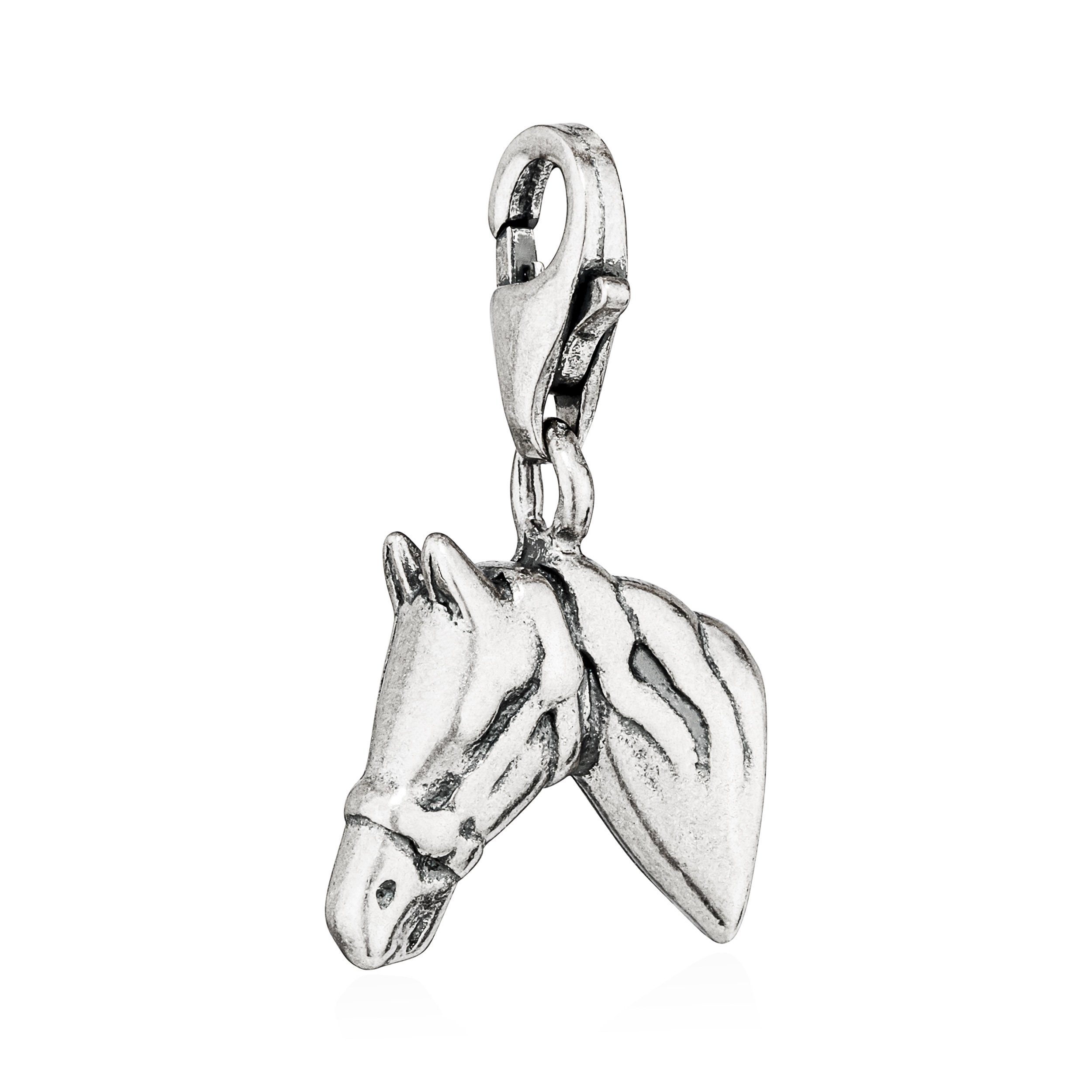 NKlaus Kettenanhänger Charm-Anhänger Silberanhänger Pferd 925 Kopf antik 14x12mm Silber Amul